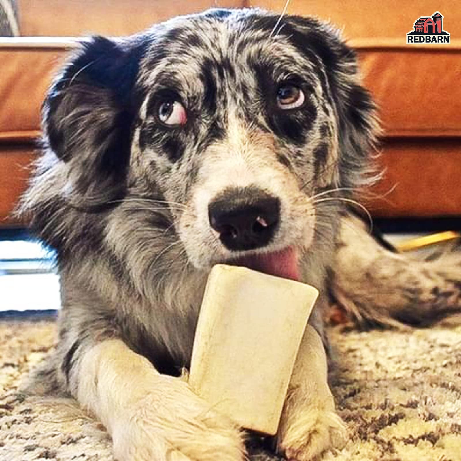 Redbarn Large Filled Dog Bones, Cheese & Bacon Flavor - Long Lasting Stuffed Femur Chew Treat Made in USA - 4 Count - Packaging