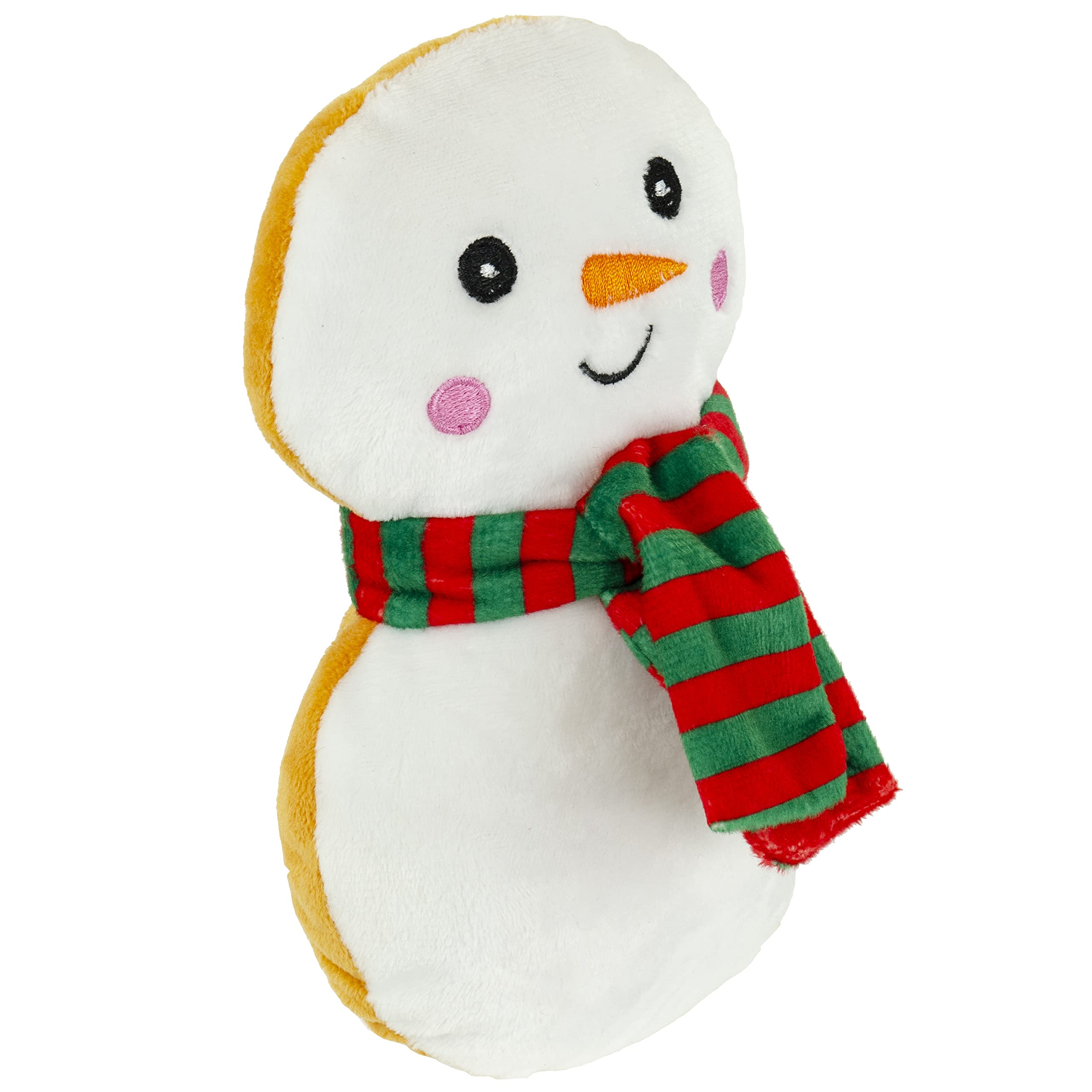 Giftable World Holiday Plush Pet Toy Fun For Christmas Designs With Squeaker Dog Chew Toy (6'' Holiday Snowman Cookies 2 Pcs)