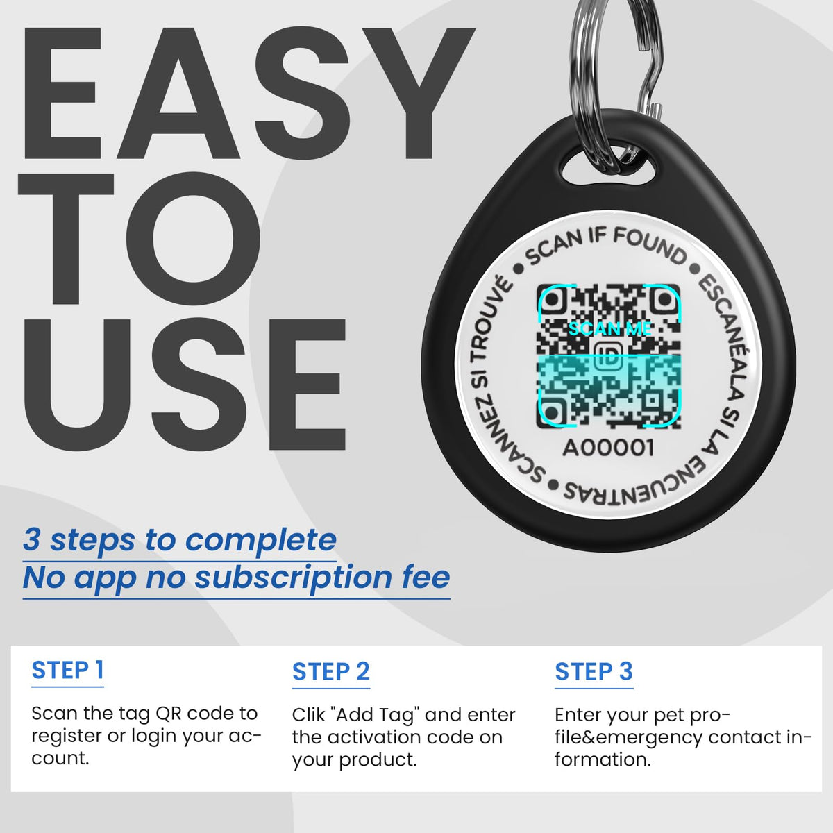 Identification Code Dog Ilfindyou 3 Pack Dog Tags Personalized, Qr Code Pet Id Tags For Dog Co ...