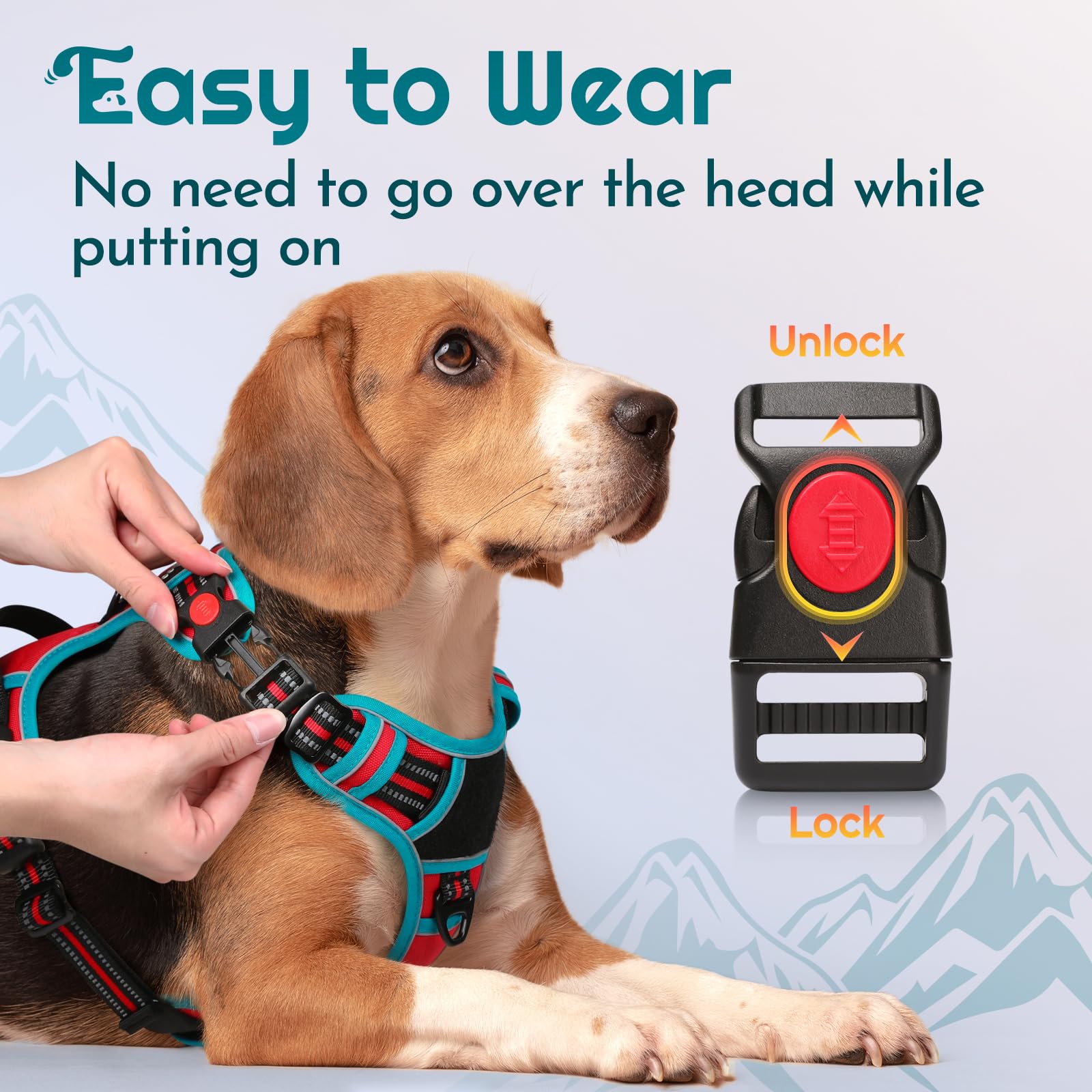 Eagloo Dog Harness Small Sized, Easy Wearing with 3 Buckles, Adjustable No Pull Pet Harness with 2 Rings for Walking, No Chock R