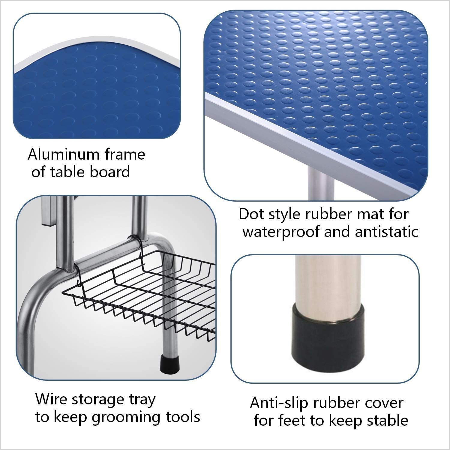 Trodep 42' Dog Grooming Table Foldable Pet Grooming Tables With Adjustable Arm Noose Storage Mesh Tray Maximum Capacity Up To 3