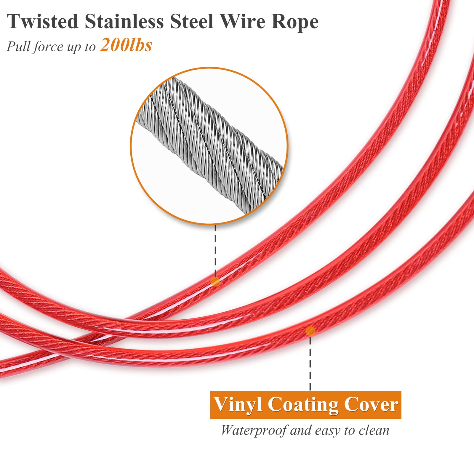 6Ft Chew Proof Dog Leash With Soft Foam And Reflective Padded Handle, Waterproof Vinyl Coated Steel Cable Chew-Resistant Metal Lead For Small Large Dogs, Red