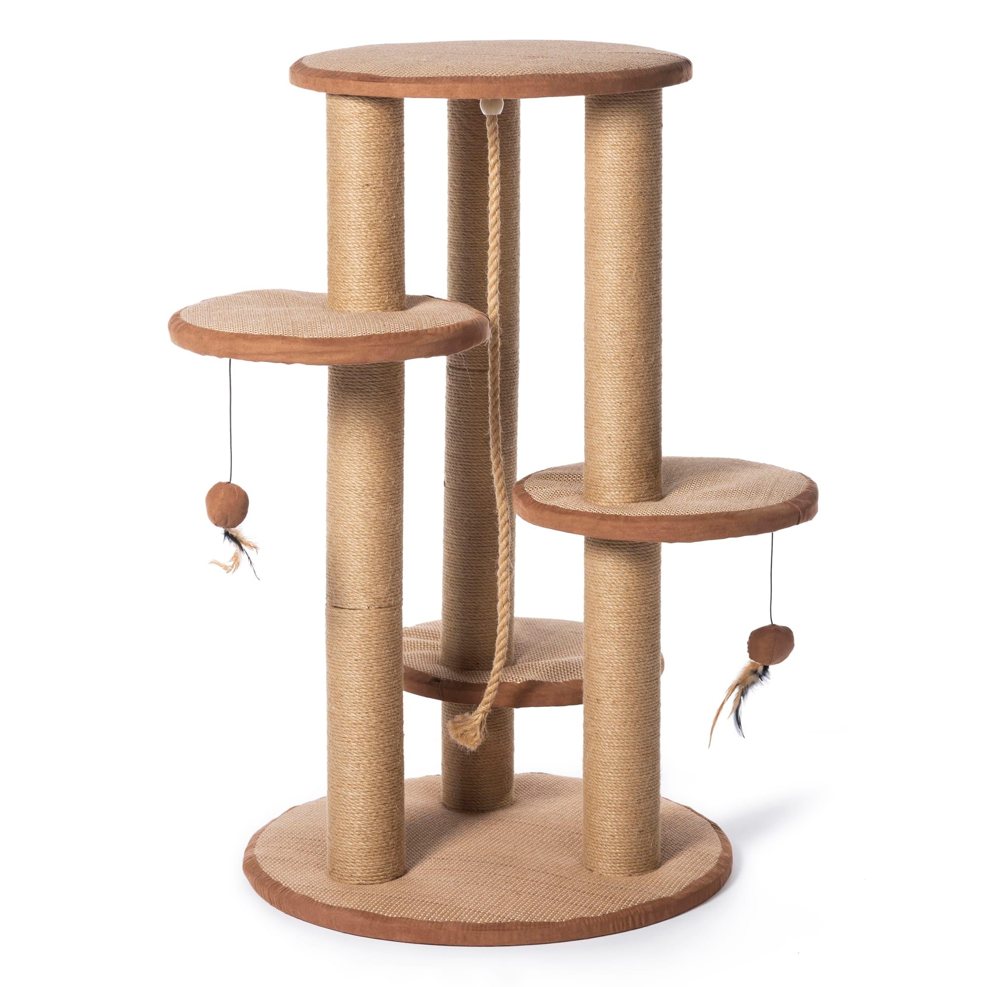 Prevue Pet Products 7150 Kitty Power Paws Multi-Platform Posts With Tassels Cat Scratcher, Natural
