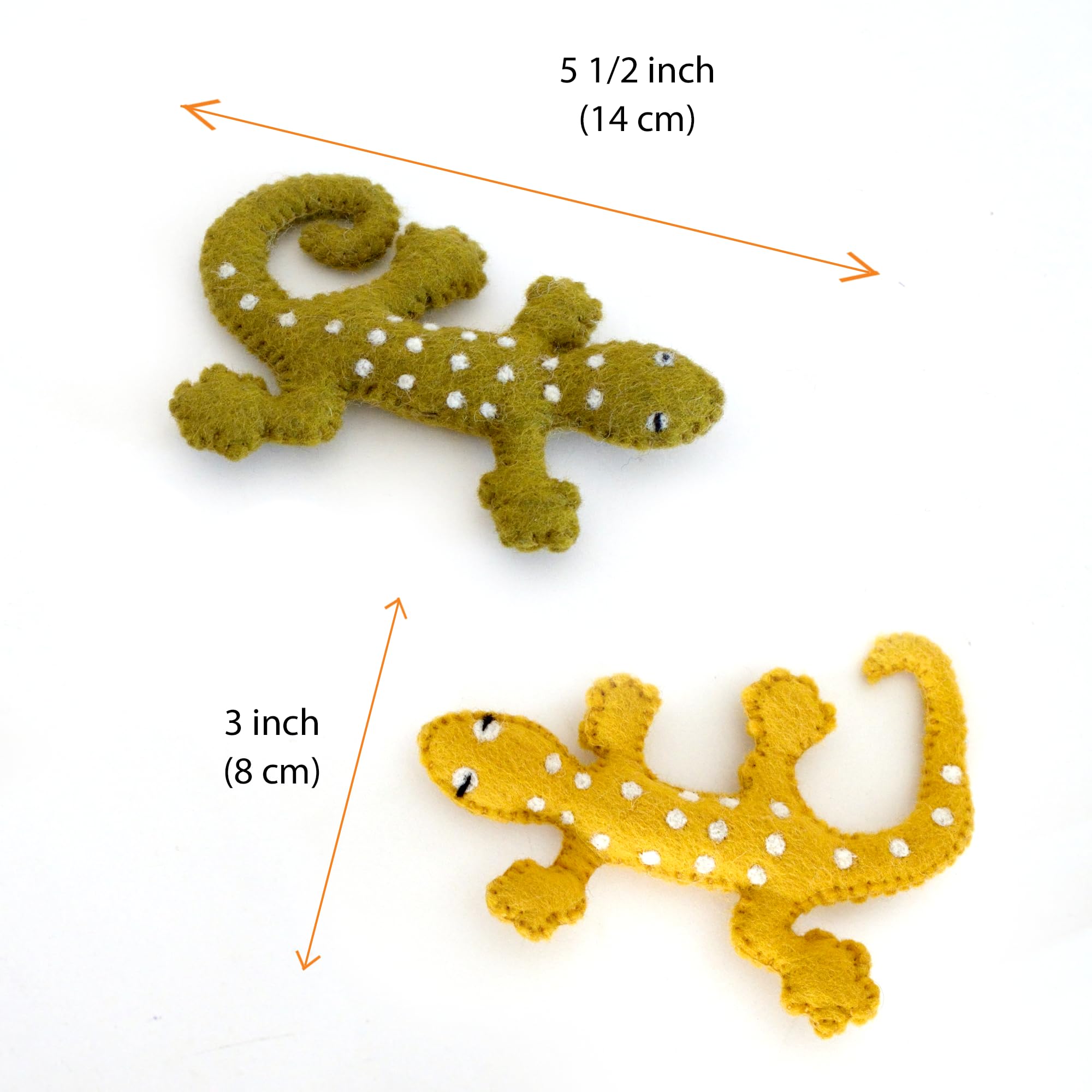 Glaciart One Felt Lizard Cat Toy - 2 Pcs | Soft Fuzzy Enrichment 100% Natural Wool - Interactive Catnip Play Cat Toy Set - Safe