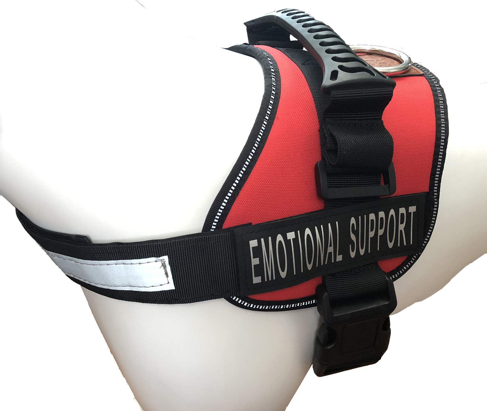 Albcorp Emotional Support Dog Vest - Reflective Harness With Adjustable Straps And 2 Hook And Loop Removable Patches, Woven Polyester & Nylon, Comfy Mesh Padding, Sturdy Handle. Extra Large, Red