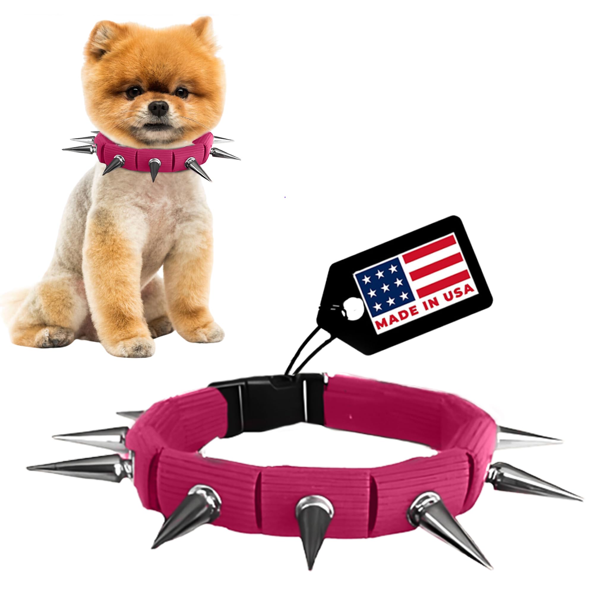 Coyotecollar Spiked Dog Collar - Pink Small Spike Collar For Dogs, Adjustable Spiked Collar, Studded Dog Spike Collar, And Coyot