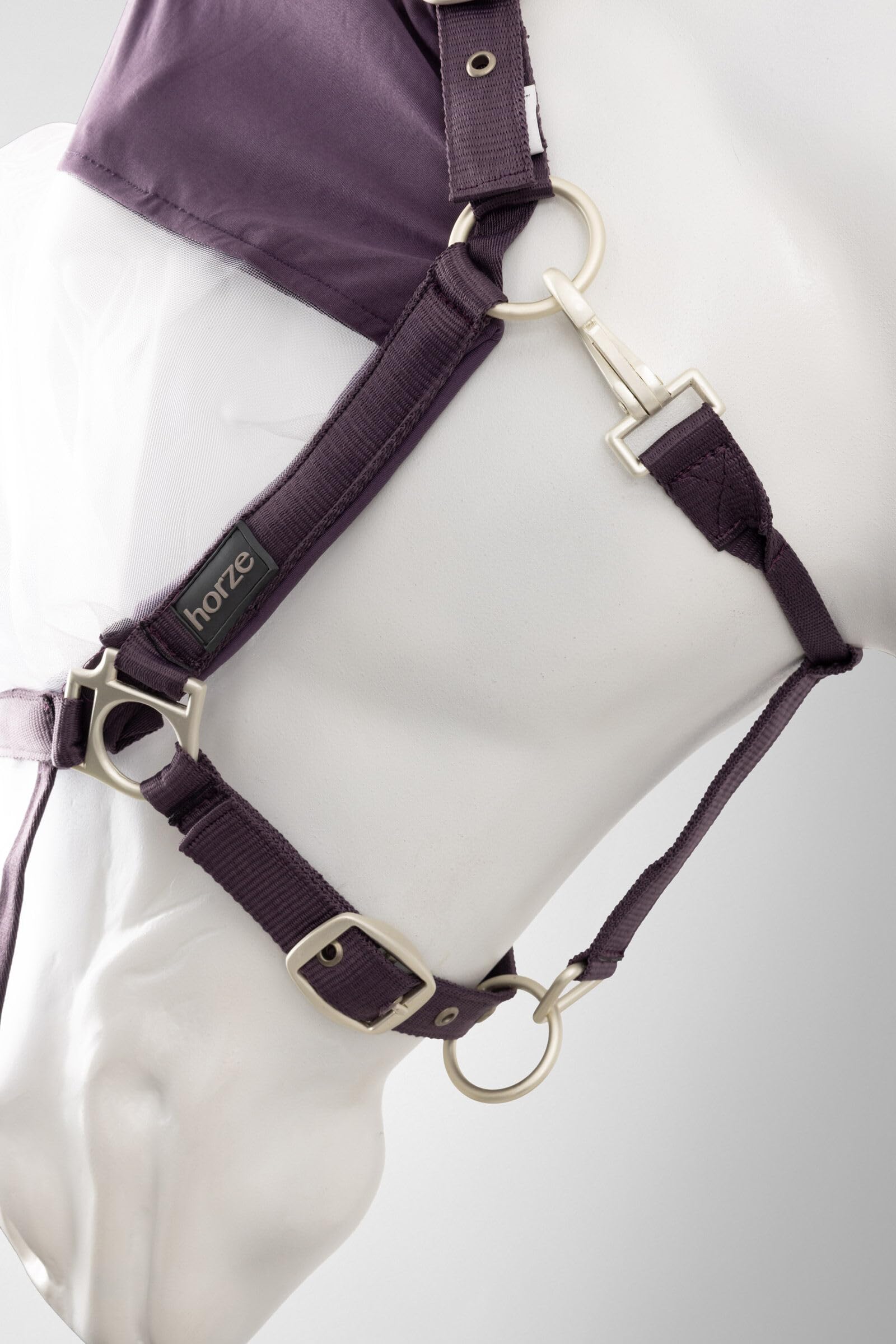 HORZE Paso Fino 2 in 1 Halter and Fly Mask - Black Plum - Horse