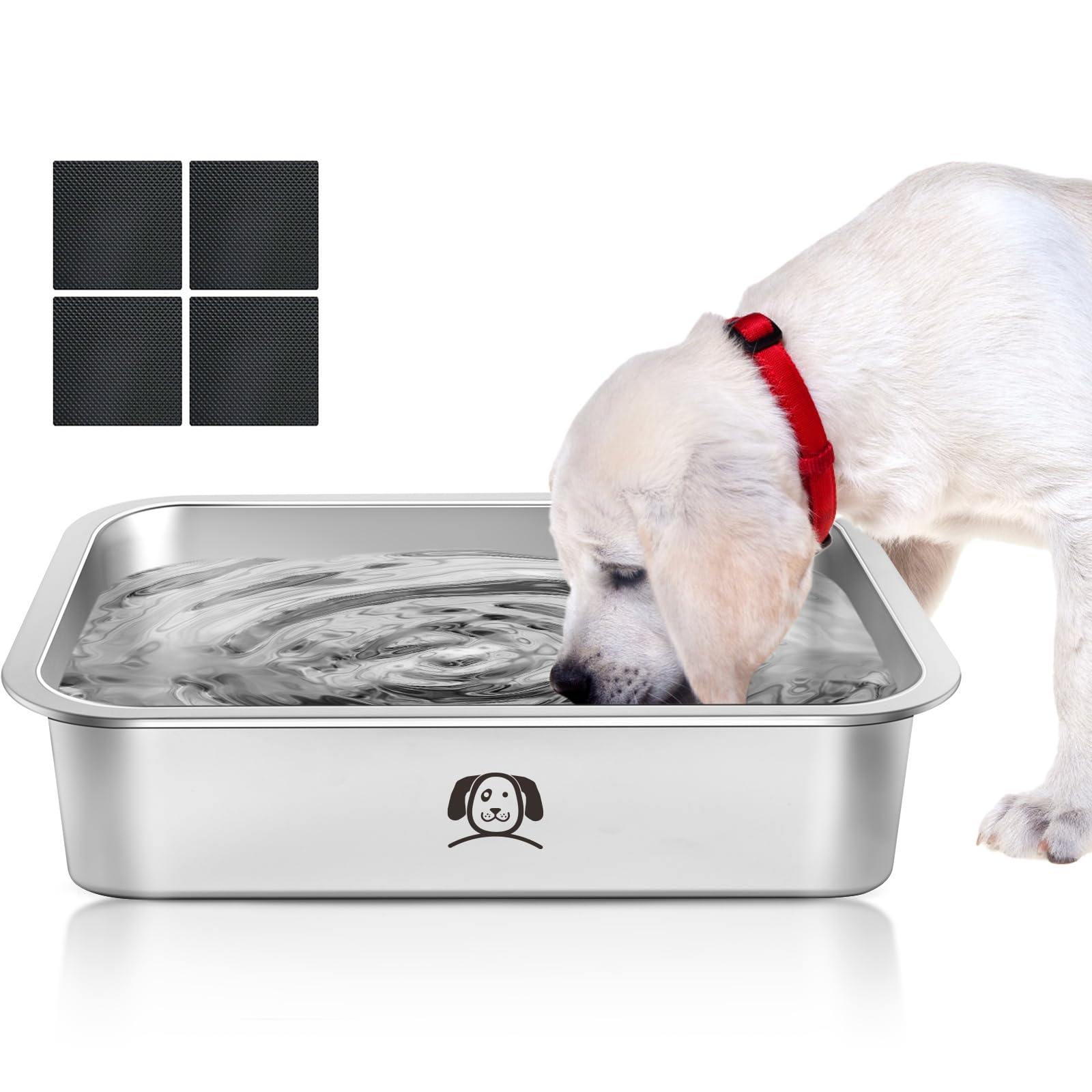 Stainless Steel Dog Bowls for Large Dogs, Heavy Duty Dog Water and Food Bowl for Large Breed, Food Grade Steel Dog Bowl (0.85 Ga