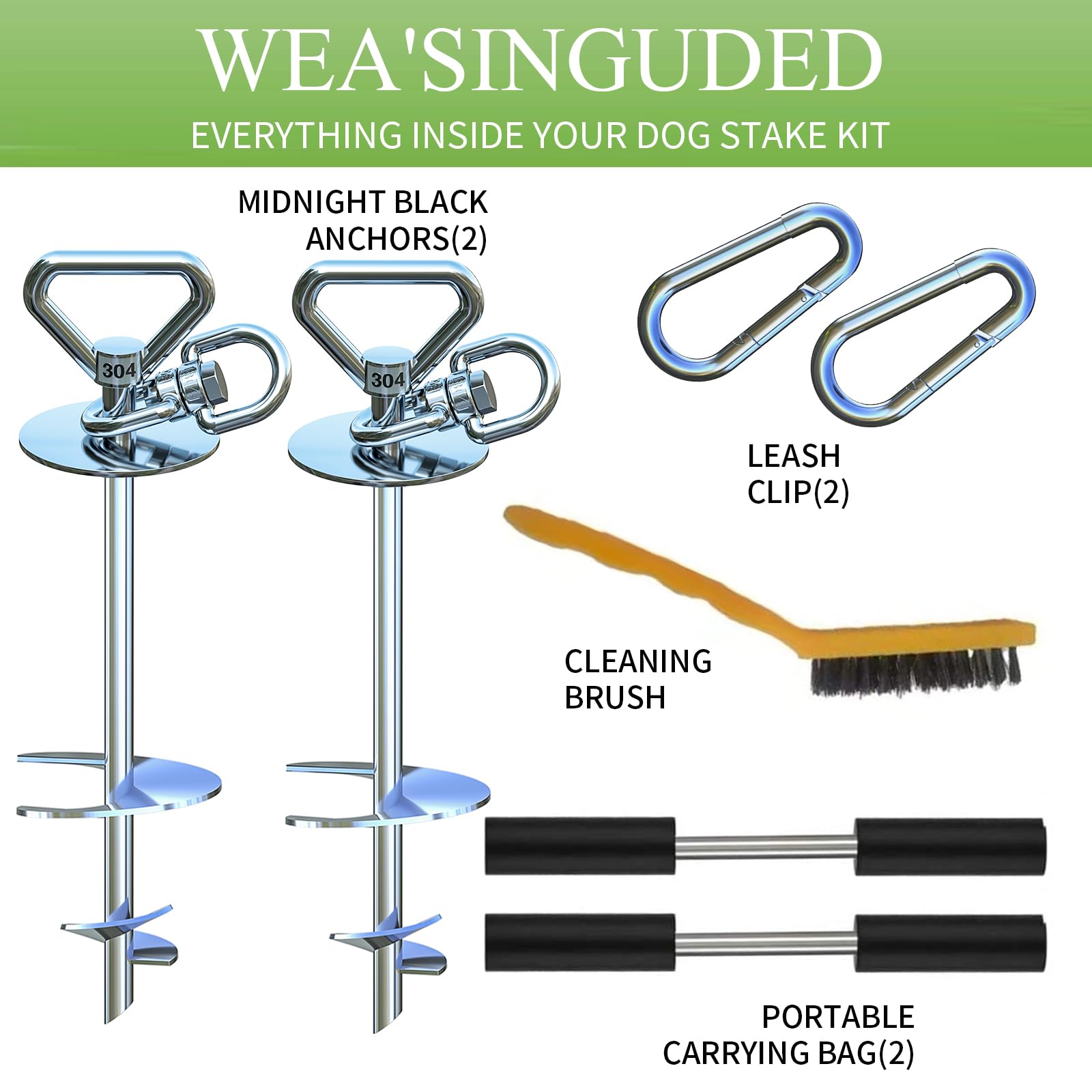 Dog Tie Out Stake (2-Pack),360Swivel Run Stake,For Yard,Use Any Dog Tie Out Cable Or Yard Leash