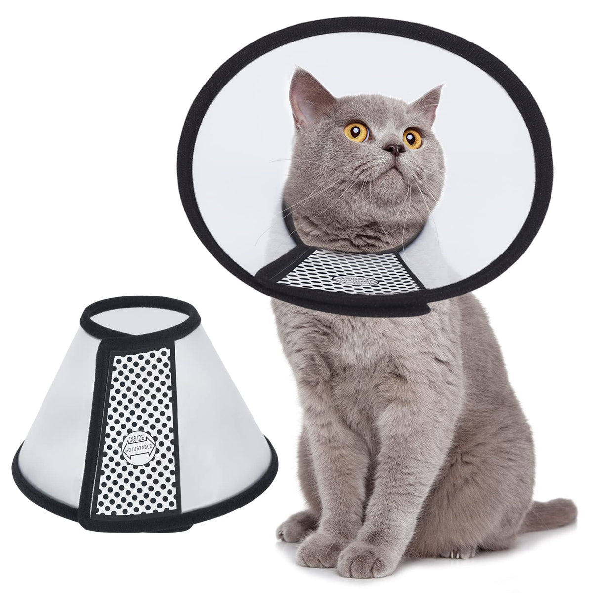 Vivifying Cat Cone, Adjustable Recovery Pet Cone, Lightweight Plastic Elizabethan Collar For Large Cats And Small Size Dogs