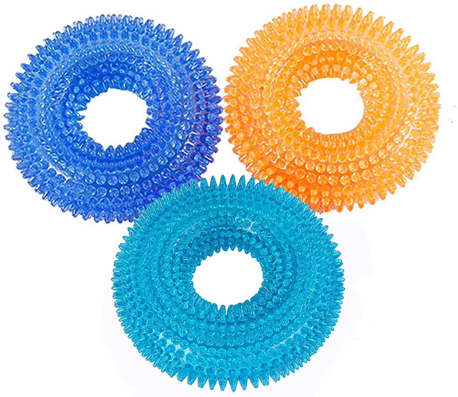 THE DDS STORE Dog Swim Toys Durable Rubber Squeak Bouncy Donut Shape Chew Toy Grind Tooth for Small Medium Pet Pool Use for Trai