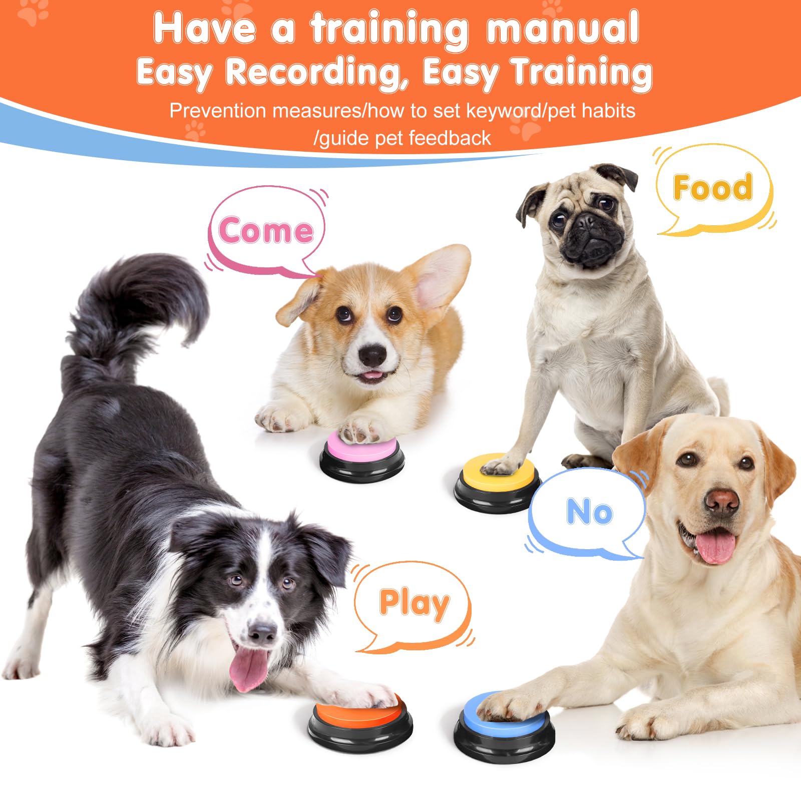 Dciaer Dog Buttons For Communication,Talking Buttons For Dogs,8 Recordable Sound Buttons + 24 Scene Patterns + 1 Dog Button Mat+