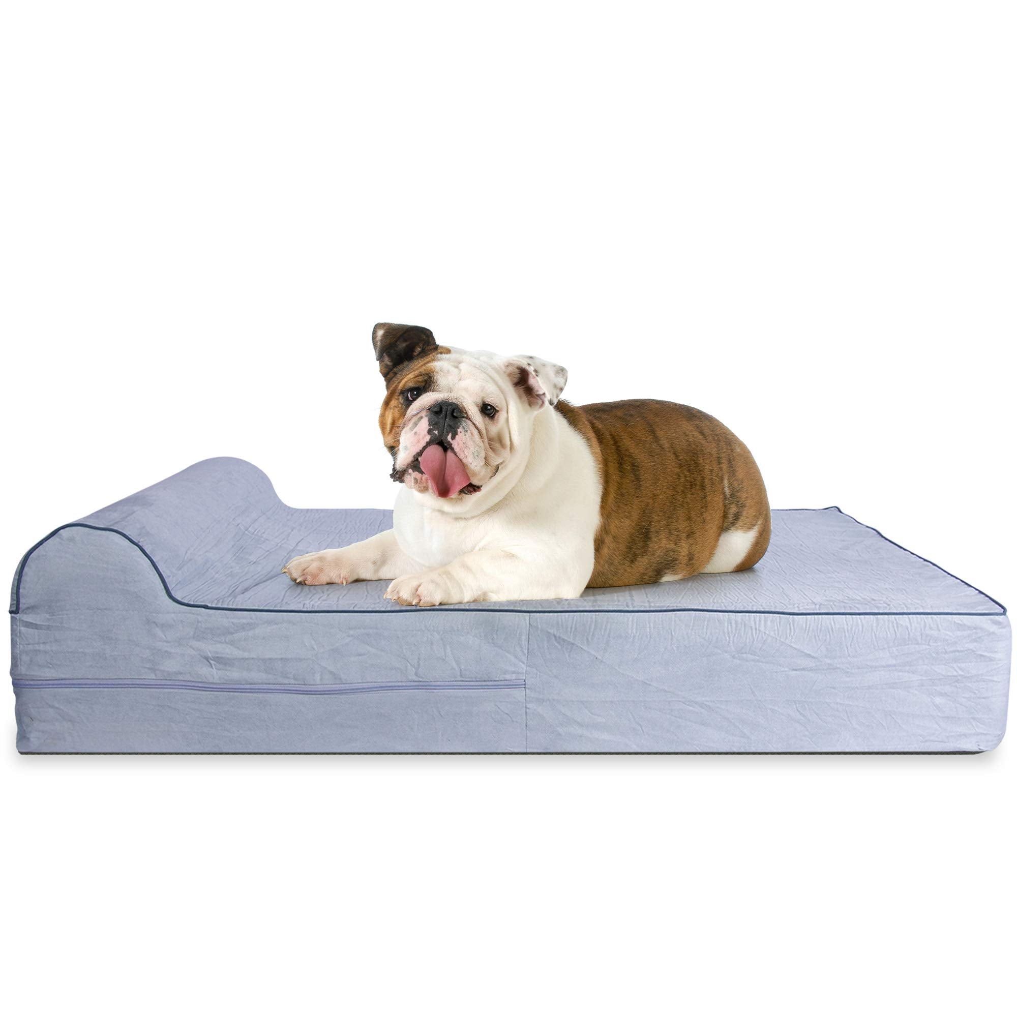 5.5-inch Thick High Grade Orthopedic Memory Foam Dog Bed With Pillow and Easy to Wash Removable Cover with Anti-Slip Bottom. Fre