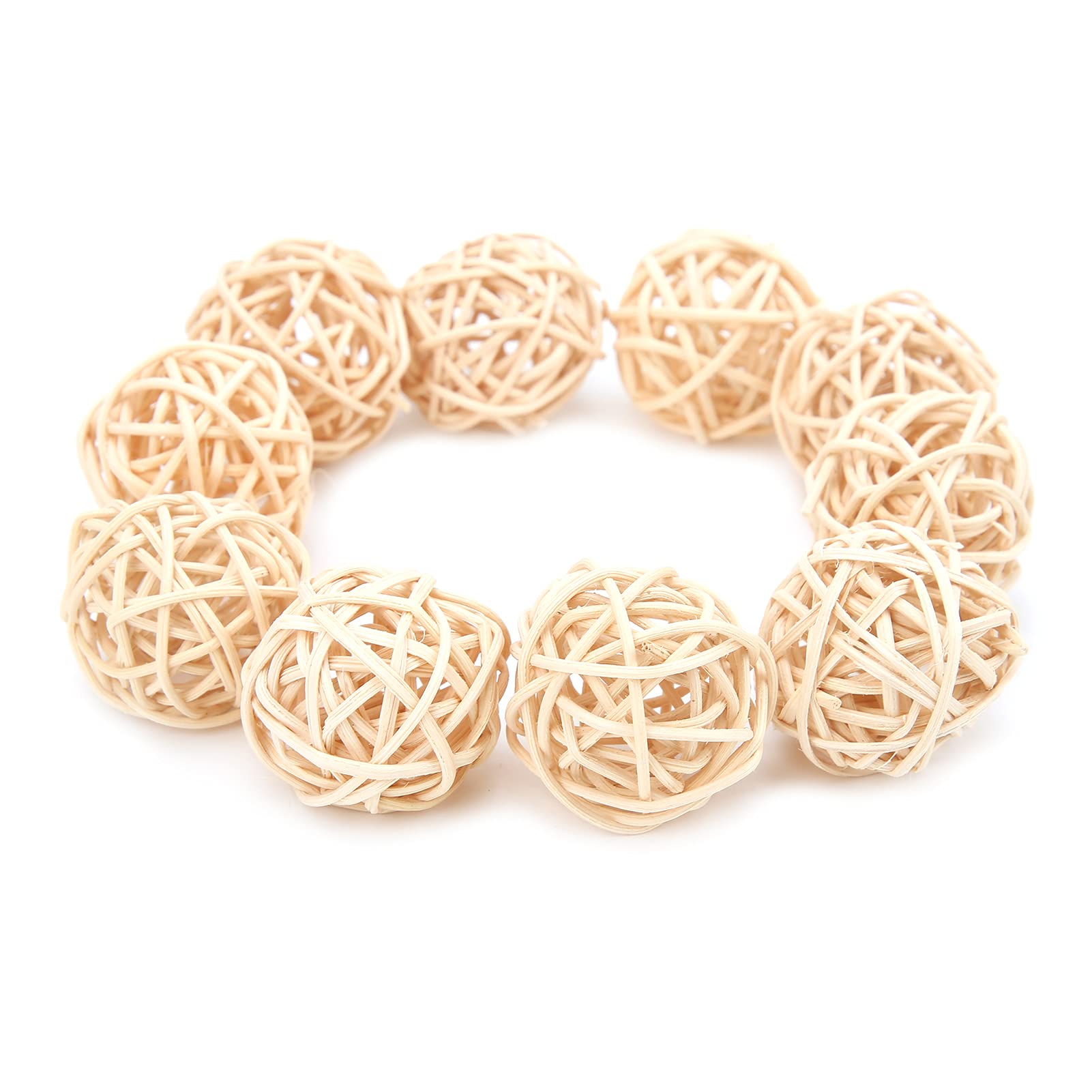 Heepdd 10Pcs Parrot Rattan Balls, Rattan Wicker Balls Parakeet Chewing Toys For Budgies Conures Hamsters Bunny Toy (3Cm Primary 