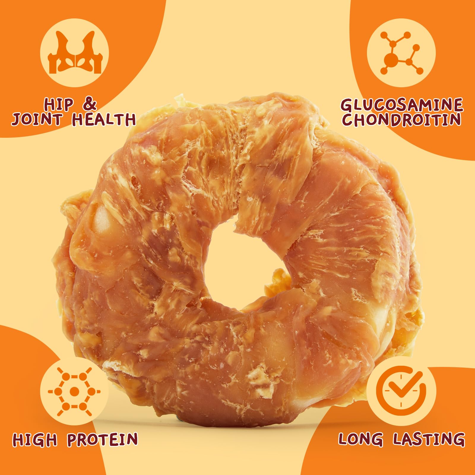 Jungle Calling Dog Treats Long Lasting, Rawhide Chews for Dogs, Chicken Wrapped Rawhide Donuts, Chewy Snacks for Medium Large Do
