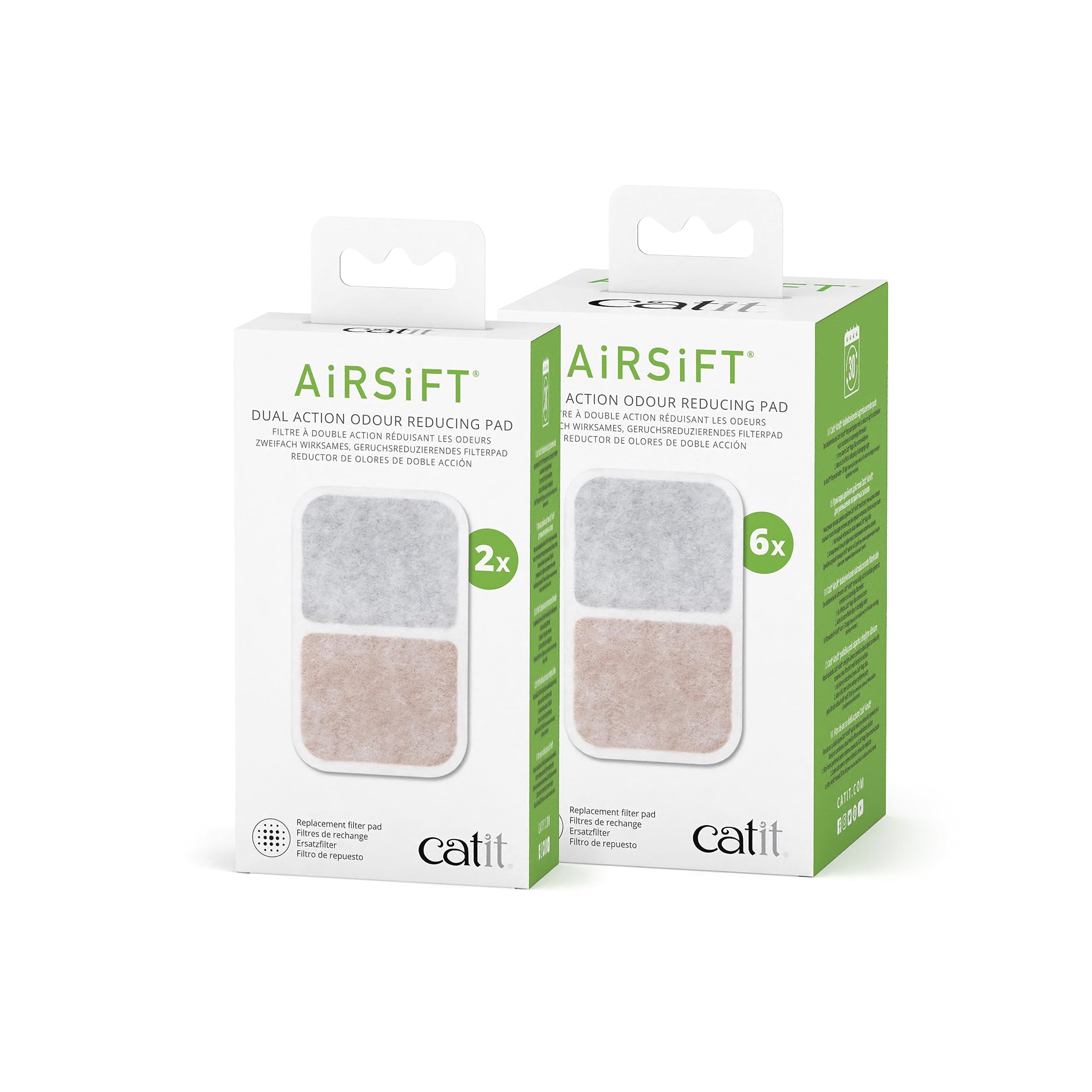 Catit Airsift Dual Action Air Purifier Pad, 6 Pack – Two Media Filter To Keep Litter Box Odors At Bay