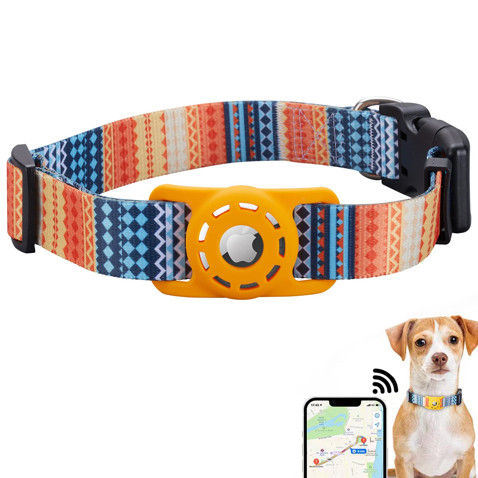Konity Airtag Cat Collar, Compatible With Apple Airtag, Polyester Pet Kitten Puppy Collar With Silicone Airtag Holder For Small 