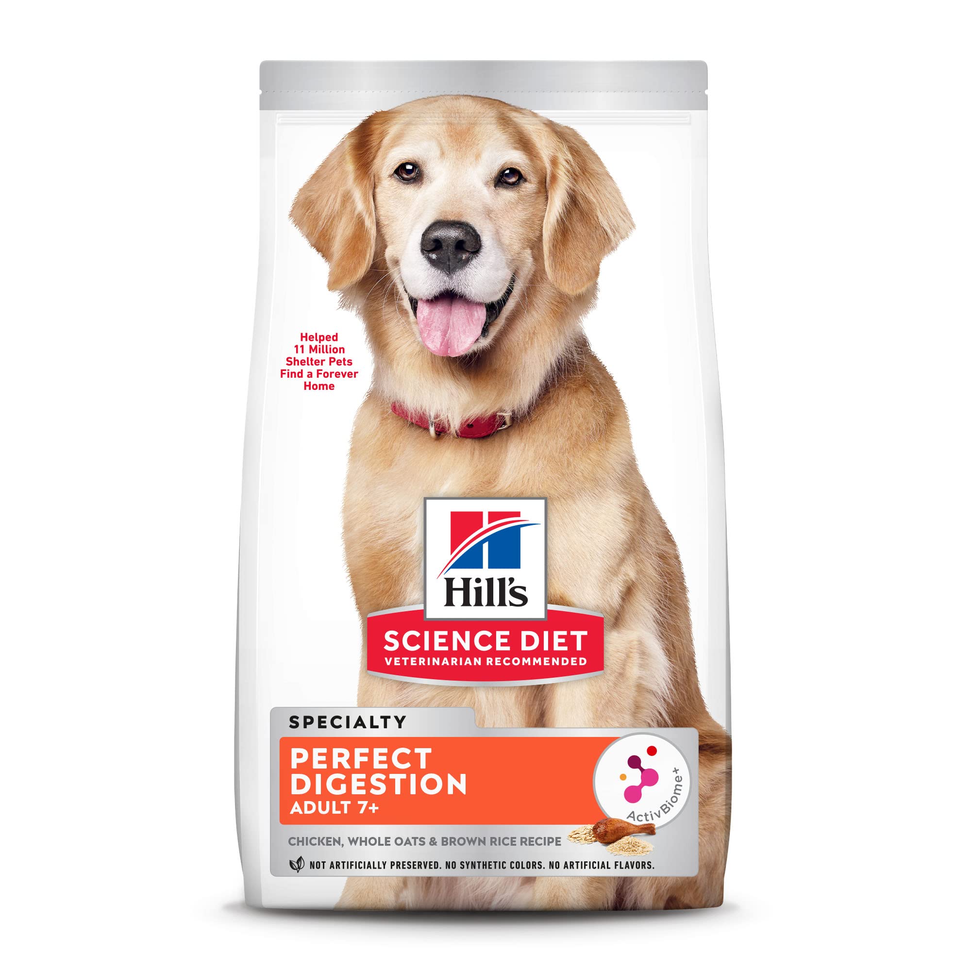 Hills Science Diet Perfect Digestion, Senior Adult 7+, Digestive Support, Dry Dog Food, Chicken, Brown Rice, & Whole Oats, 22 l