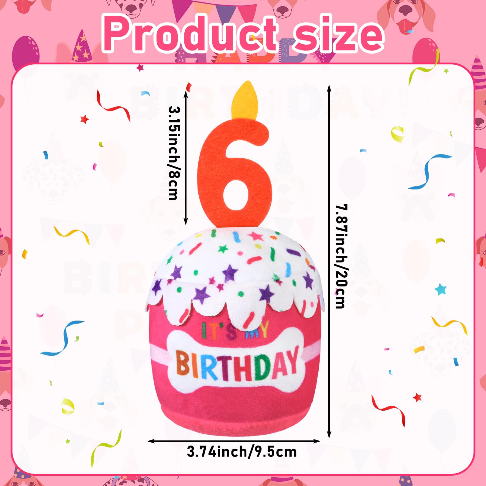 Dansydaisy Dog 6Th Birthday Cake Toy Accessories For Girl Boy Gifts, Pink Squeaky Plush Toy For Dog Birthday Party Decor Favor F