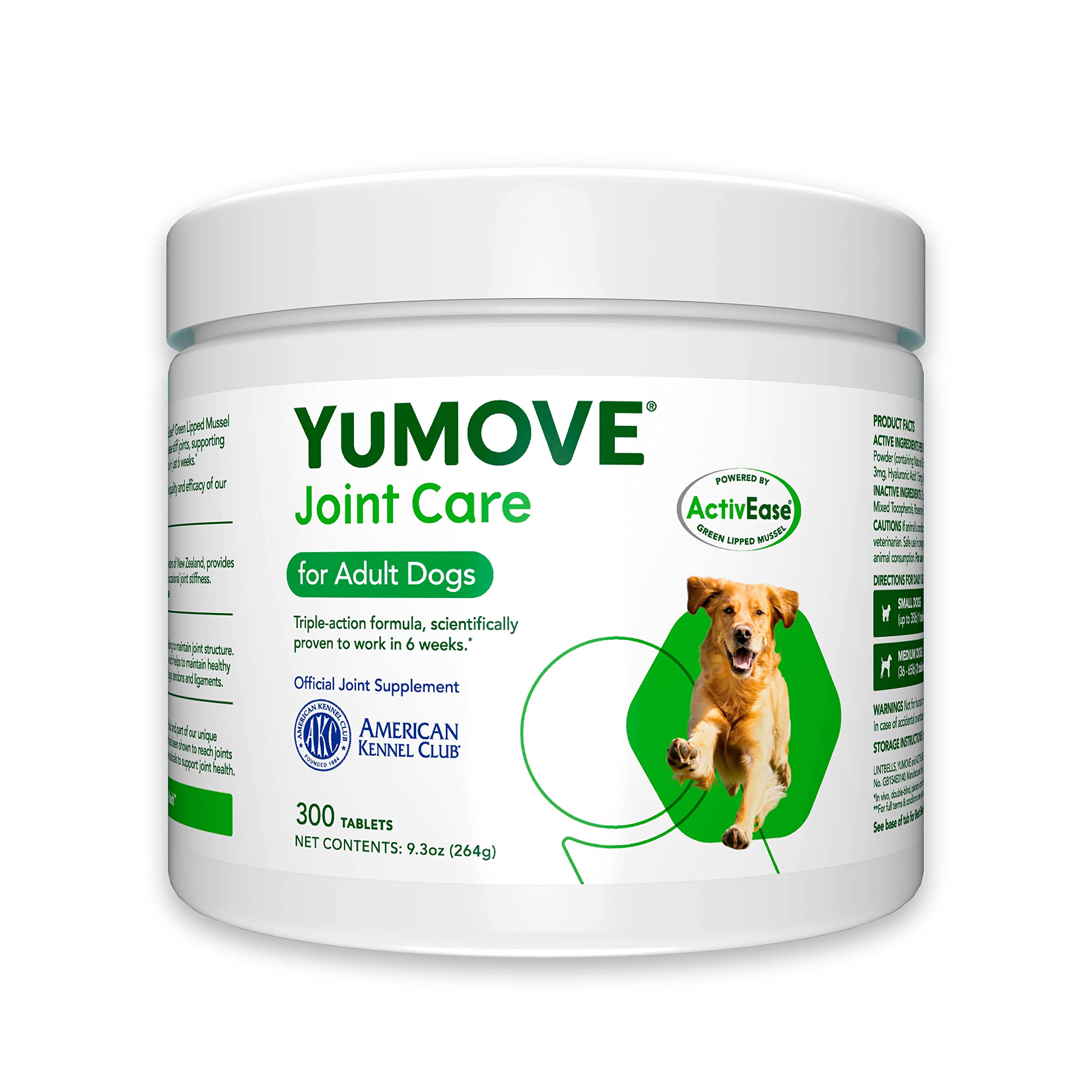 YuMOVE Adult Dog Tablets | Hip and Joint Supplement for Dogs with Glucosamine, Hyaluronic Acid, Green Lipped Mussel for Dogs Age