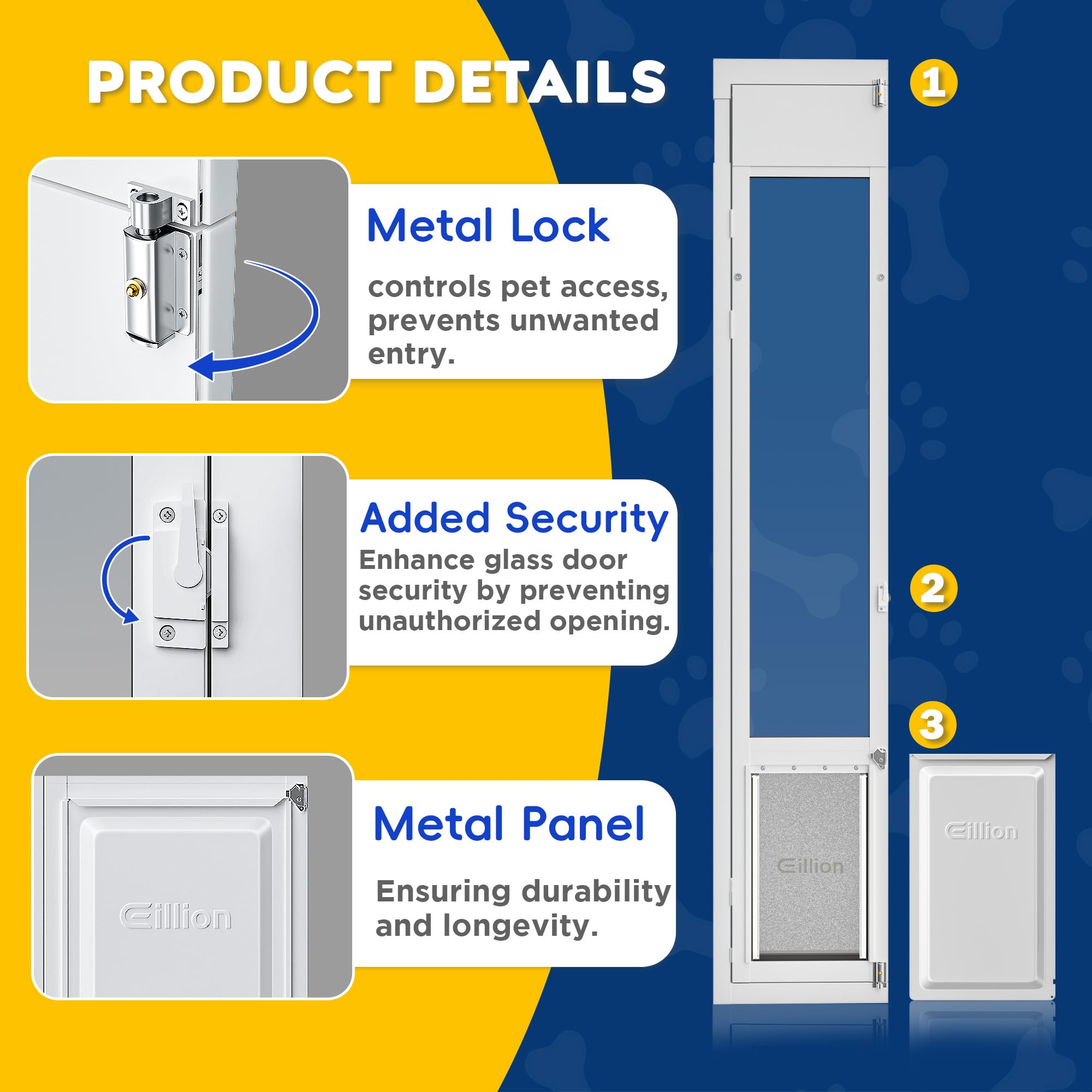 Large Dog Door For Sliding Glass Door,Openable Pet Door For Sliding Glass Doors,All-Metal Framed & Panel & Lock,Adjustable 75 7/