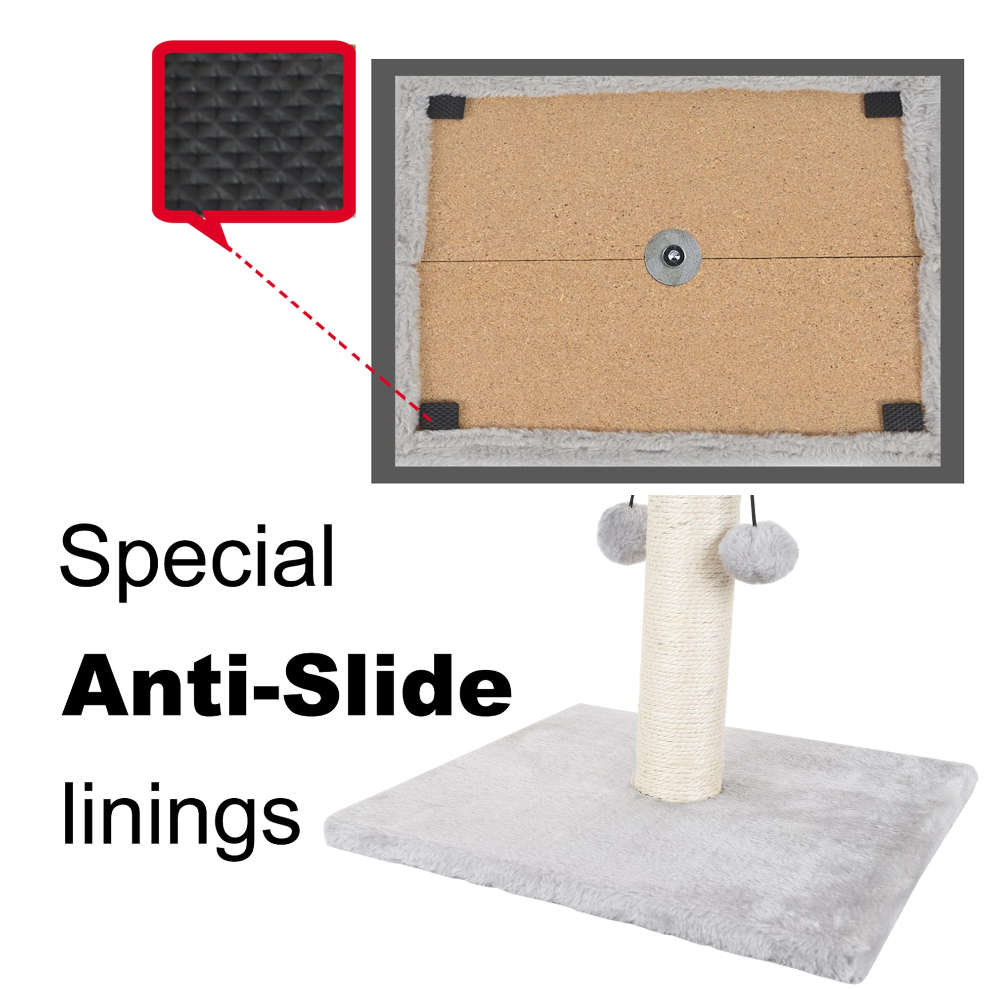 Dimaka 34'' Cat Scratching Post, Cat Scratching Post, Cat Scratcher For Large Cats With Teasing Toy Ball, Natural Sisal White An