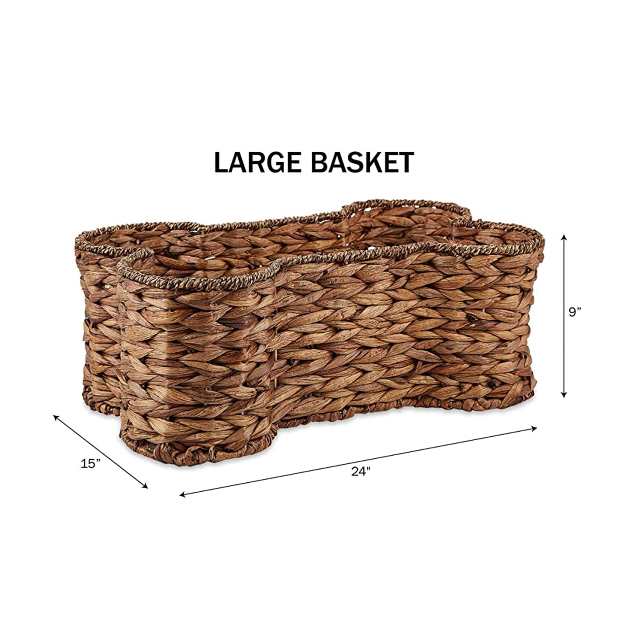 Bone Dry Pet Storage Collection Bone Shape Hyacinth Toy Basket, White Wash, Large
