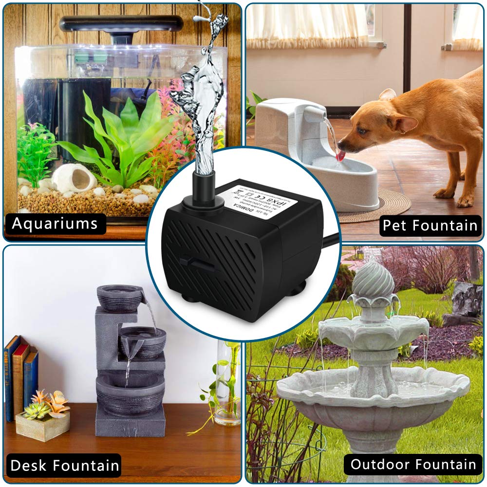 Domica (80Gph 4W) Mini Submersible Water Pump For Pond, Aquariums, Fish Tank, Hydroponics, Tabletop Fountain, Pet Fountain, Indo