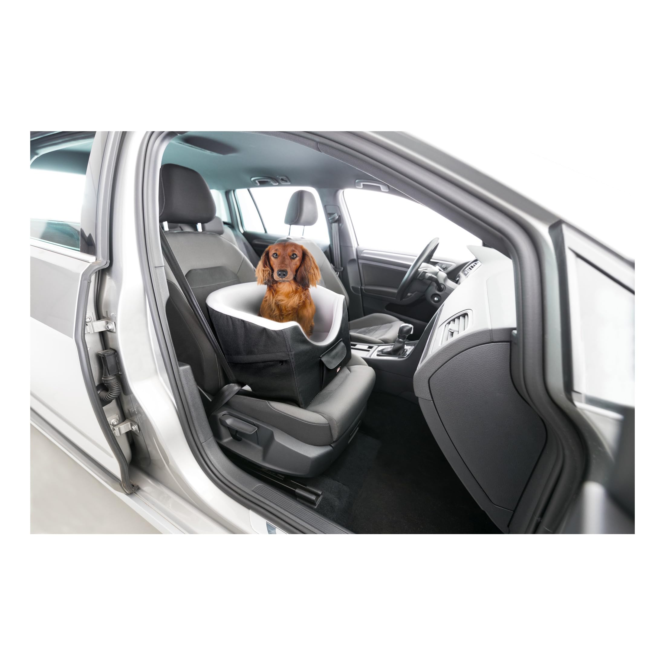 TRIXIE Pet Booster Seat, Dog car Seat, Dog console Seat Ideal for Small Dogs and cats, Travel cat Bed, Black