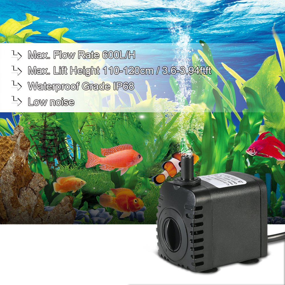 Decdeal Water Pump, AC110V 8W Submersible Water Pump for Aquarium Tabletop Fountains Pond Water Gardens and Hydroponic Systems w