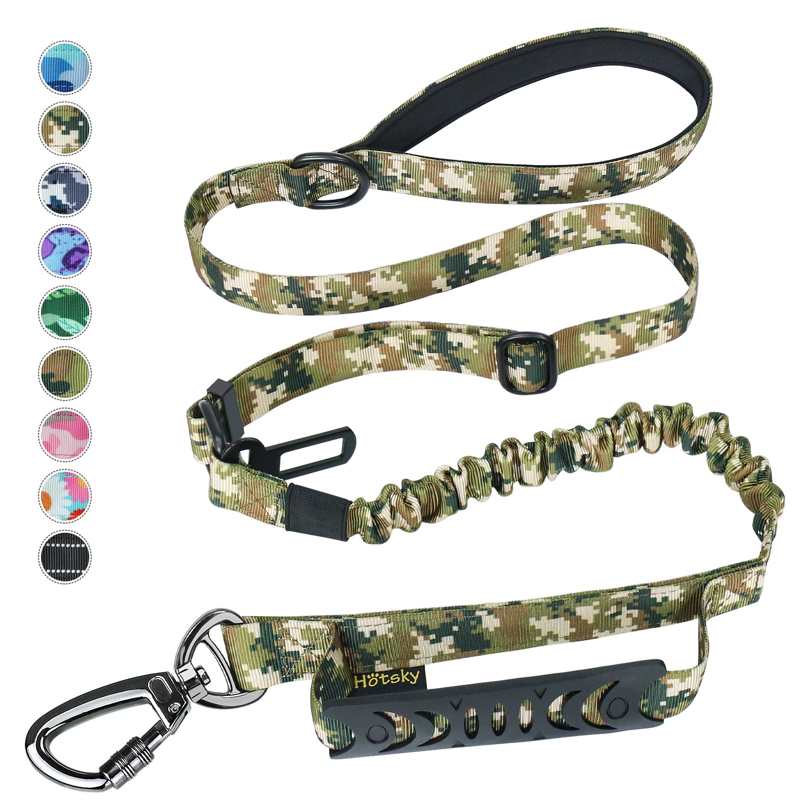 Hotsky Tactical Dog Leash Heavy Duty For Medium Large Dogs That Pull,4-6Ft Strong Bungee Shock Absorbing No Pull Dog Leash With 