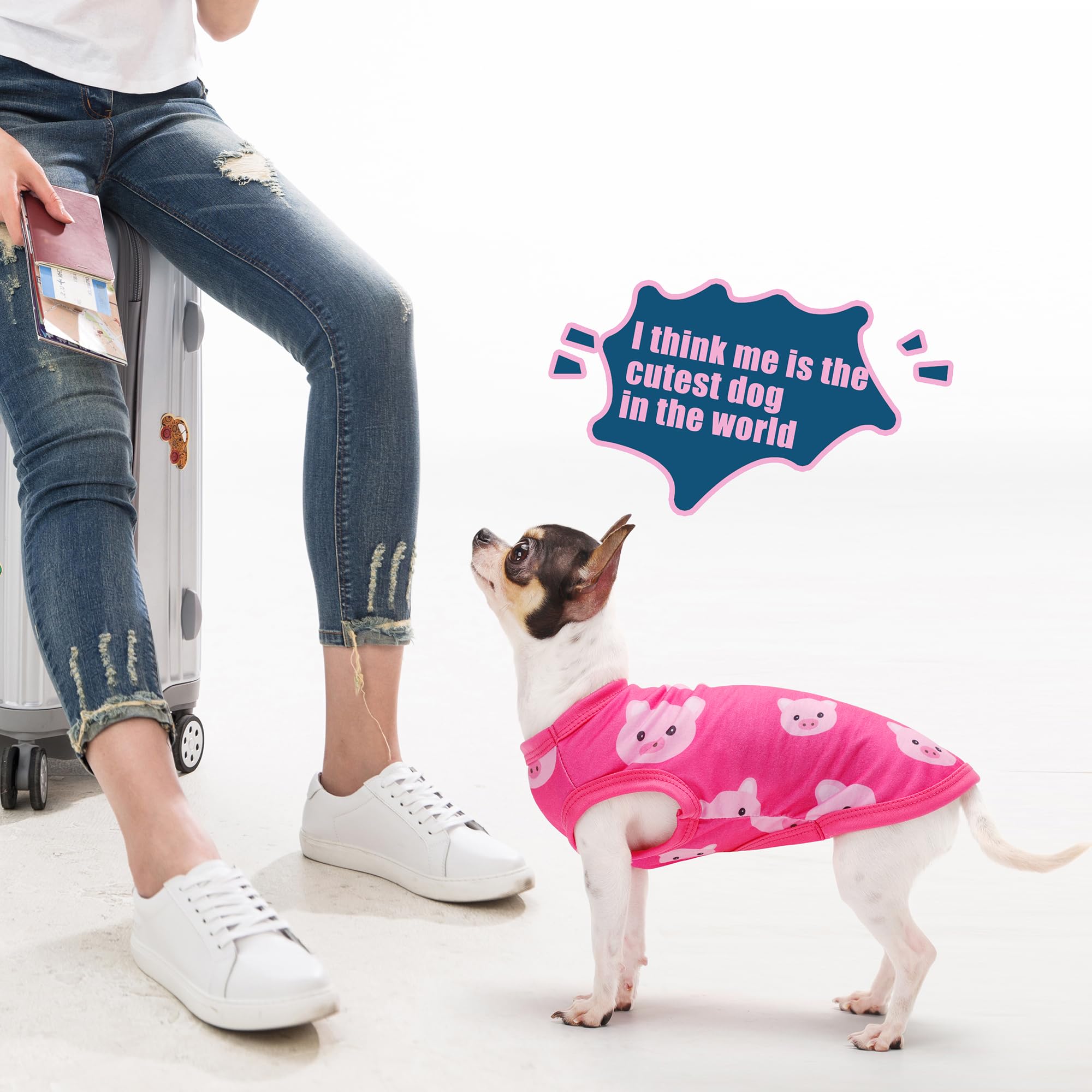 Adorable Pink Pig Dog Shirt: Lightweight Polyester Cartoon Puppy Vest, Small Medium & Large Dog T-Shirt, Summer Pet Clothes, Cut