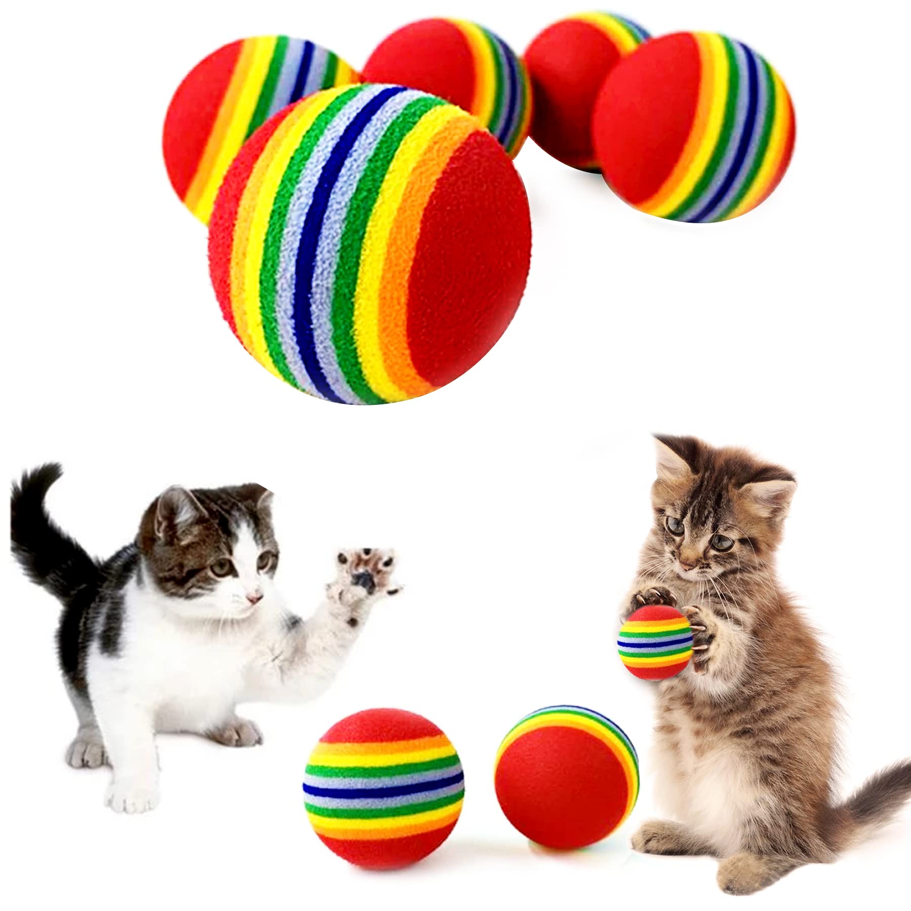 Pet Show 50Pcs 1.38' Cat Toy Balls Interactive For Indoor Cats Red Rainbow Soft Eva Foam Kittens Favorite Toys 35Mm Dia. Small Dogs Puppies Toy Balls Bulk Activity Chase Quiet Play Sponge Ball