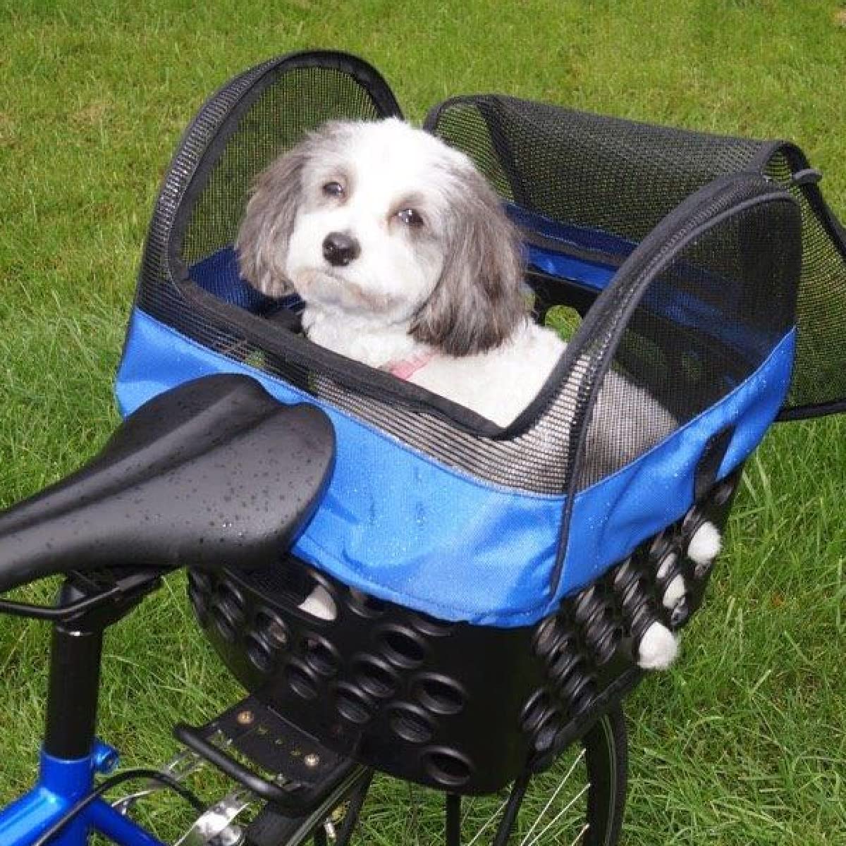 BiKASE Durable Dog Bike Basket & Carrier, Rear Mount Pet Basket for Bikes with Super Comfort Mat and Cover, Ideal for Small Dogs