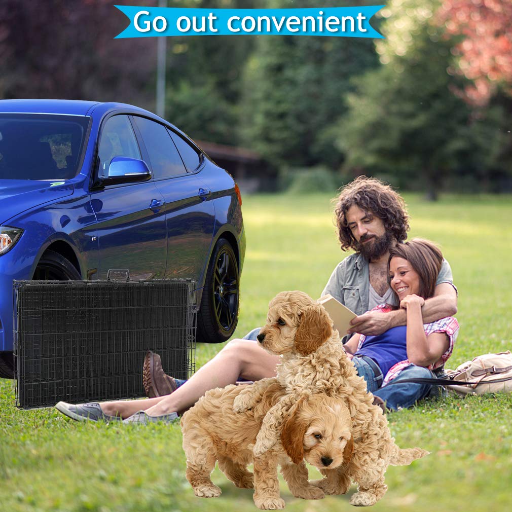 Dog Crate Dog Kennel Cage For Small Dogs, 24'' Portable Foldable Indoor Outdoor Large Double Door Wire Metal Puppy Cat Pet Dog C