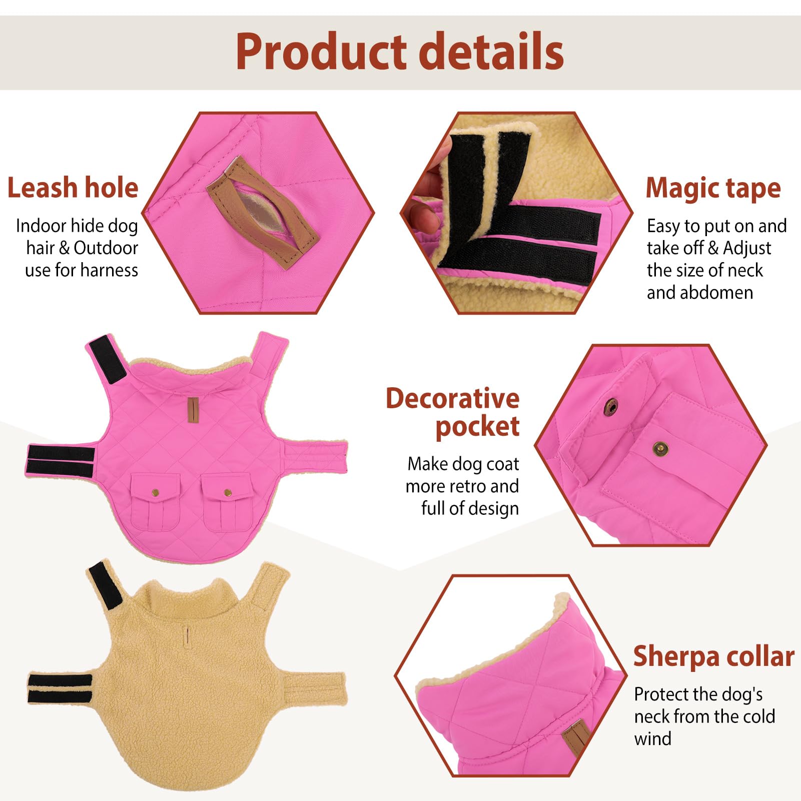 Warm Extra-Large Dog Coat, Pink Xl Windproof Cold Weather Snow Jacket For Golden Retriever, Labrador Retriever, Husky
