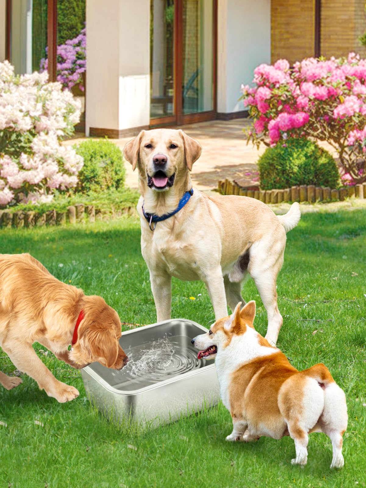 3 Gallons Extra Large Dog Water Bowl - Durable Stainless Steel Dog Bowl, Safe High Capacity For Large, X-Large Breed Dogs Indoor