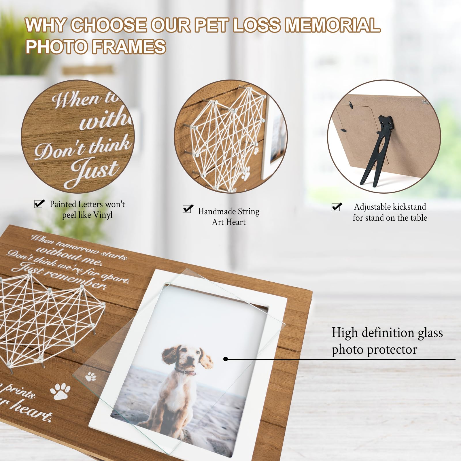 Pet Memorial Gifts, Pet Loss Memorial Frame Leave Paw Prints On Our Hearts, Paw Prints Sympathy Frame Gift For Loss Of Dog And C