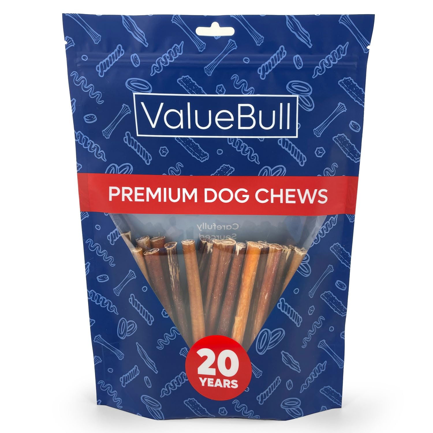 ValueBull Bully Sticks for Small Dogs, Thin 6 Inch, 25 Count - All Natural Dog Treats, 100% Beef Pizzles, Single Ingredient