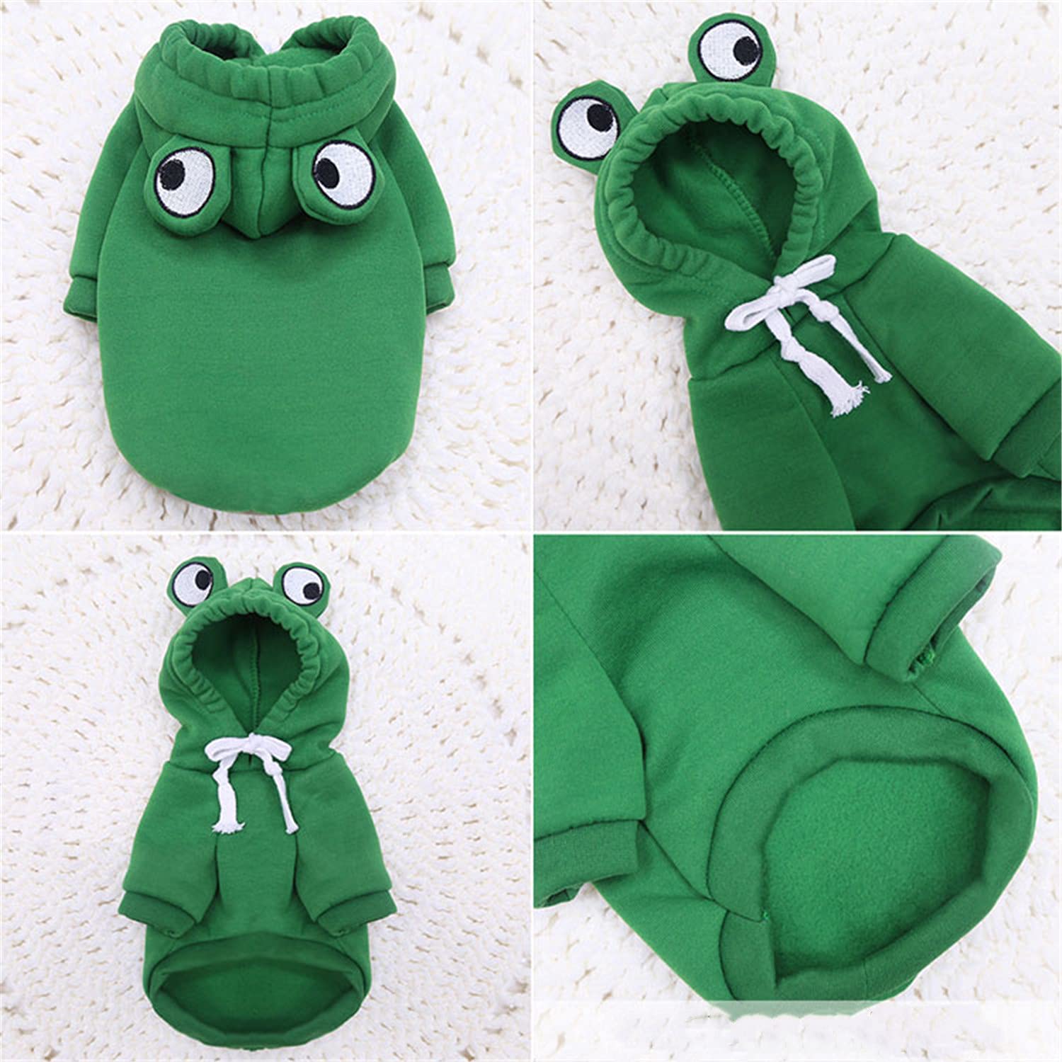 Frieyss Cute Green Dog Hoodie Clothes Costume Dog Fleece Sweater For Dogs Puppy Coat Dog Warm Clothe (Green, Xx-Large)