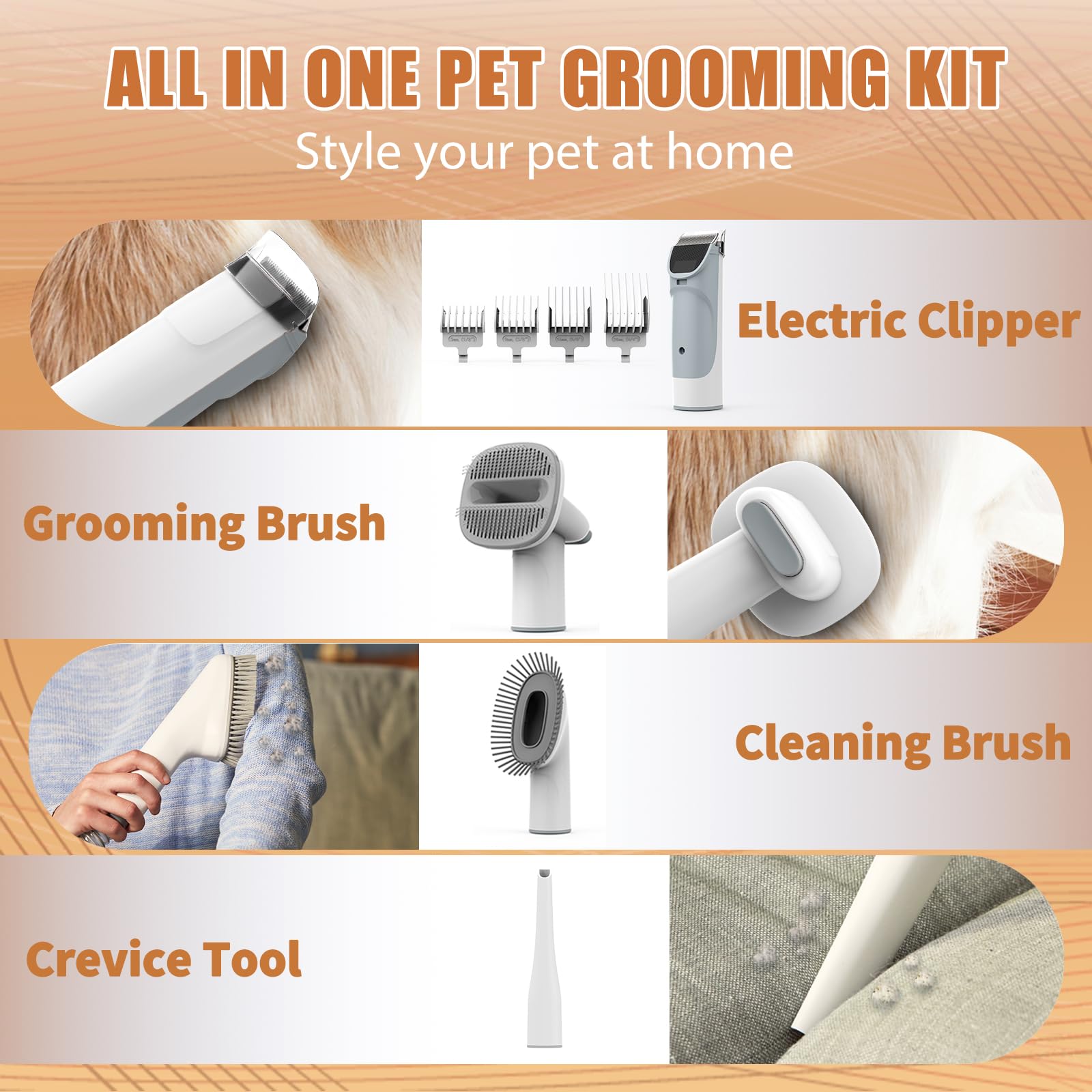 Dog Grooming Vacuum, Pet Grooming Kit With Dog Clippers, 2.5L Dust Cup 11000Pa Dogs Vacuum For Shedding Grooming, 5 Grooming Too