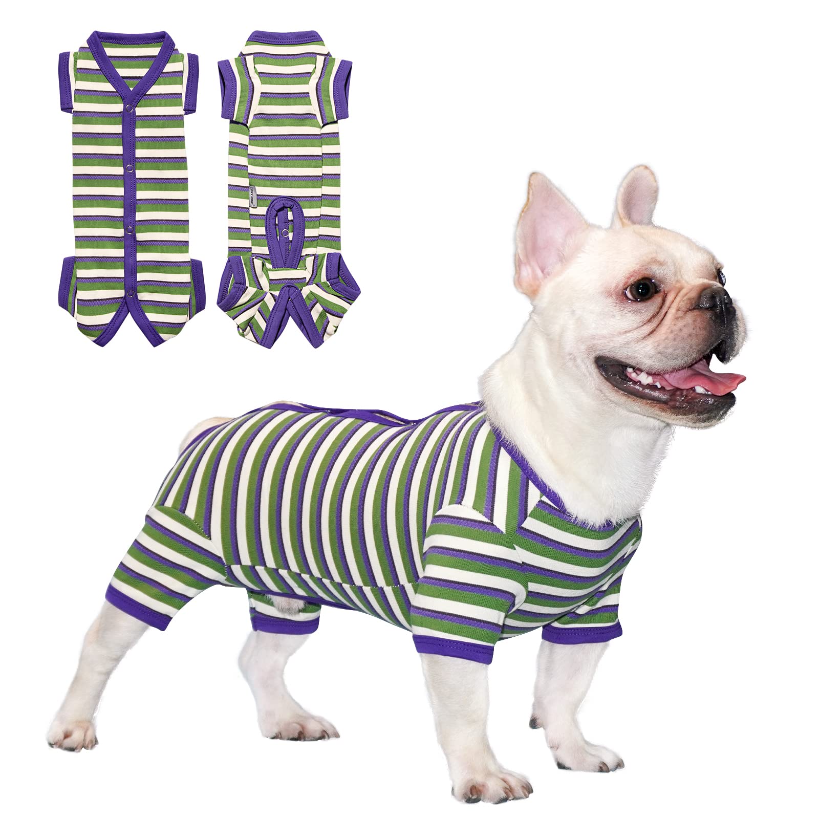 Tony Hoby Dog Pajamas, Knitted Dog Shirt, Dog Surgical Recovery Suit For Small Medium Dog (Purple&Green, Boy, Xl)