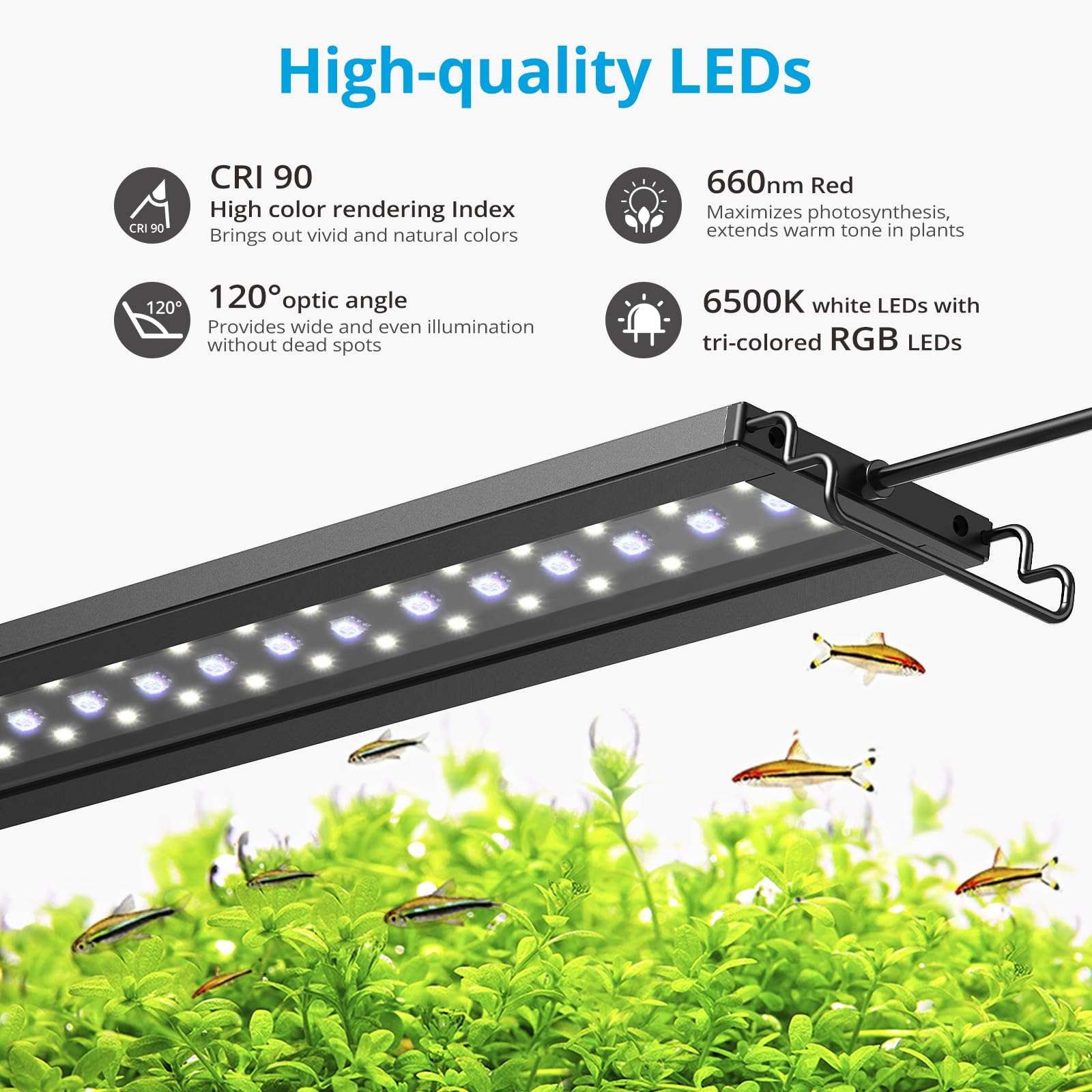 NICREW C10 24/7 LED Aquarium Light for Plants, 12-18 Inches, Full Spectrum Fish Tank Light with Timer, Brightness Adjustable