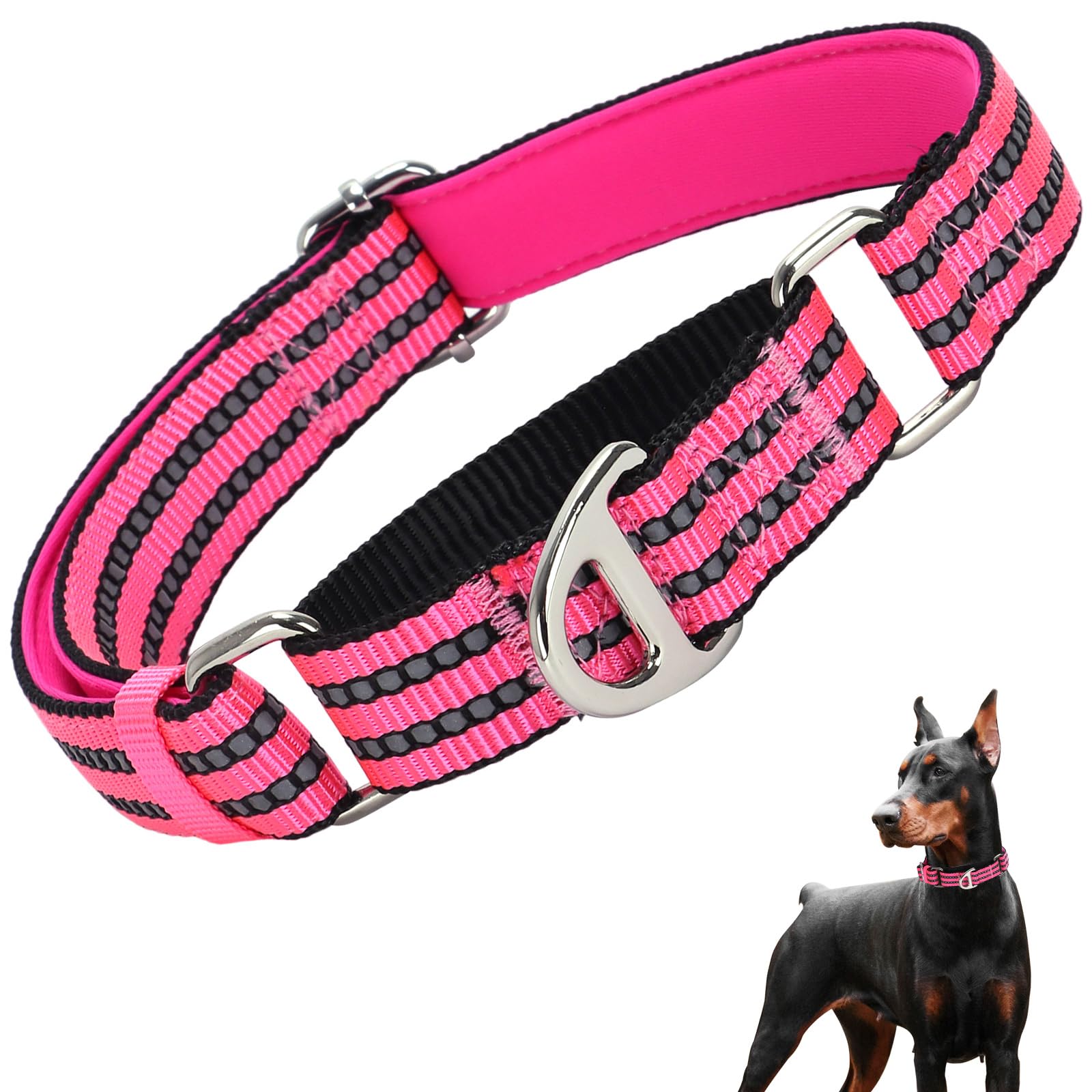 Reflective Martingale Collar For Small Dogs With No Buckle,No Pull Choke Collar With Padded Comfort For Training, Walking & Over