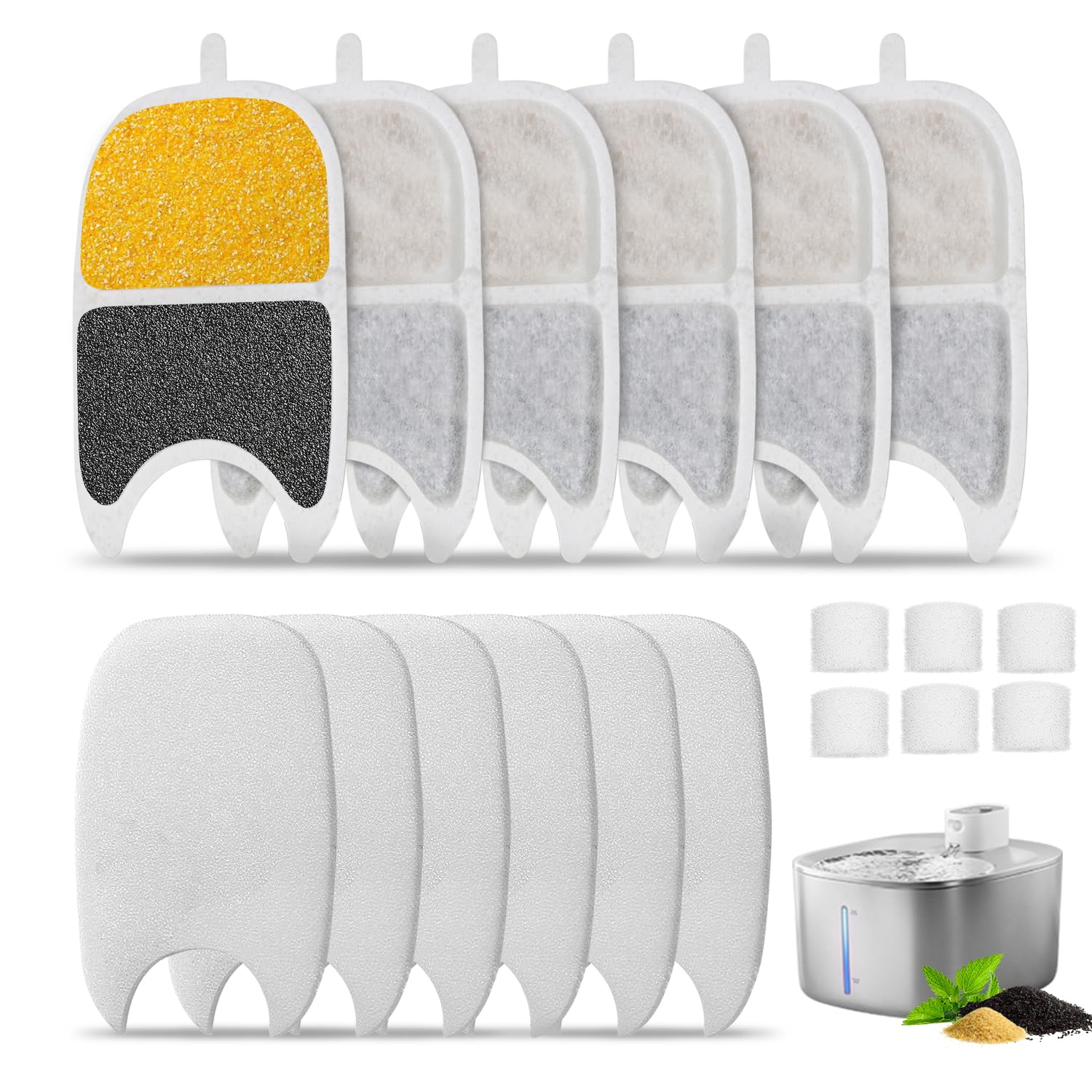 Cat Water Fountain Filter Pet Drinking Fountain Filter For 135 Fl.Oz/4L Wilreless Cat Water Fountain-6 Set Replacement Filters W