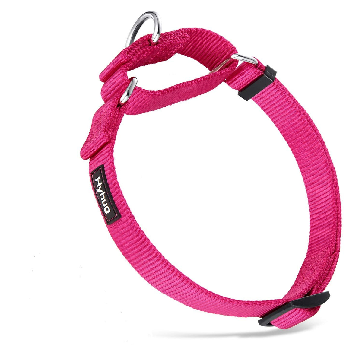 Hyhug Premium Anti-Escape Strong Extended Martingale Large Boy And Girl Dog Collar - Walking Training Daily Use.(Large,Solid Color Rose Red Pink)