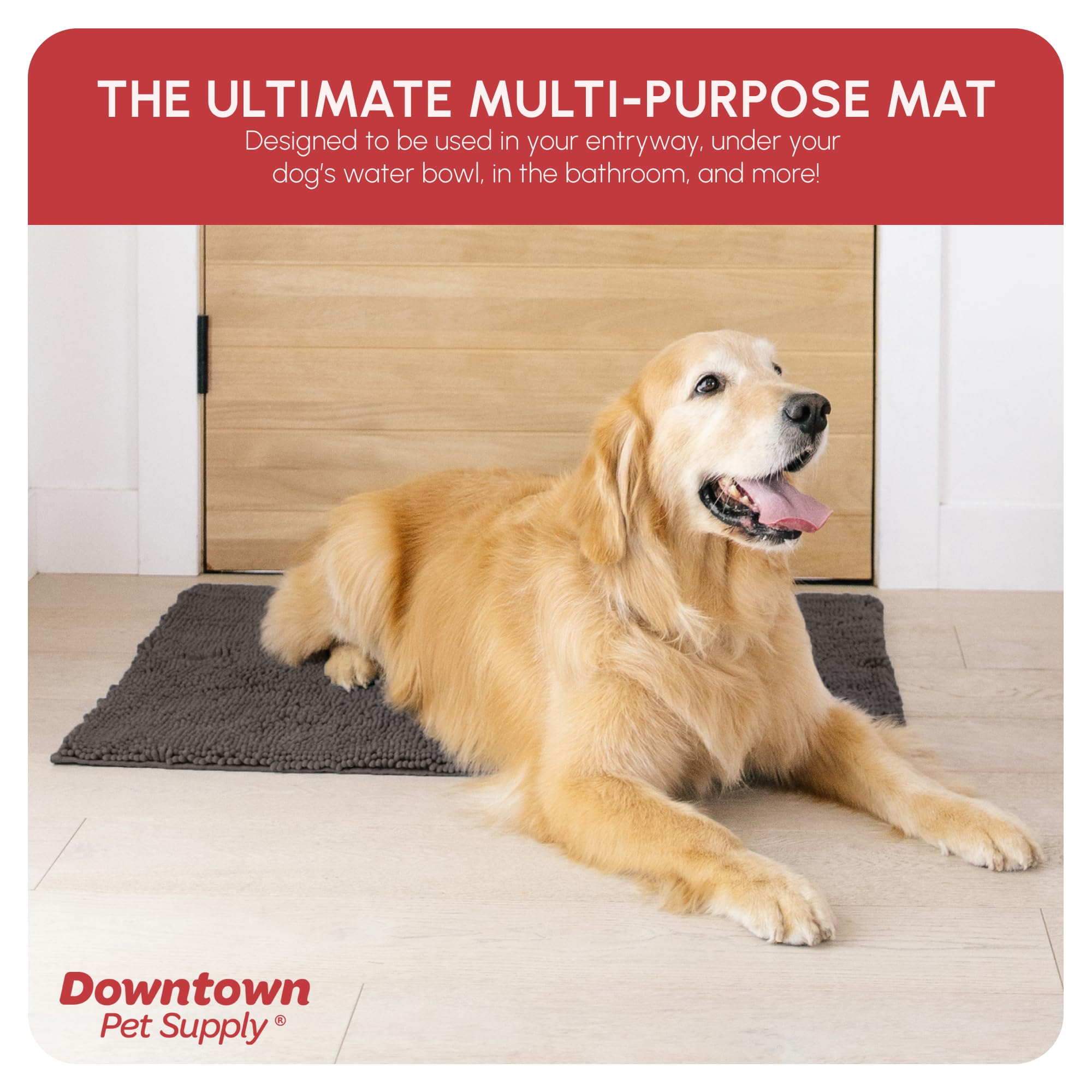 My Doggy Place Microfiber Dog Mat for Muddy Paws, 36 x 26 Ash - Absorbent and Quick-Drying Dog Paw Cleaning Mat, Washer and Drye