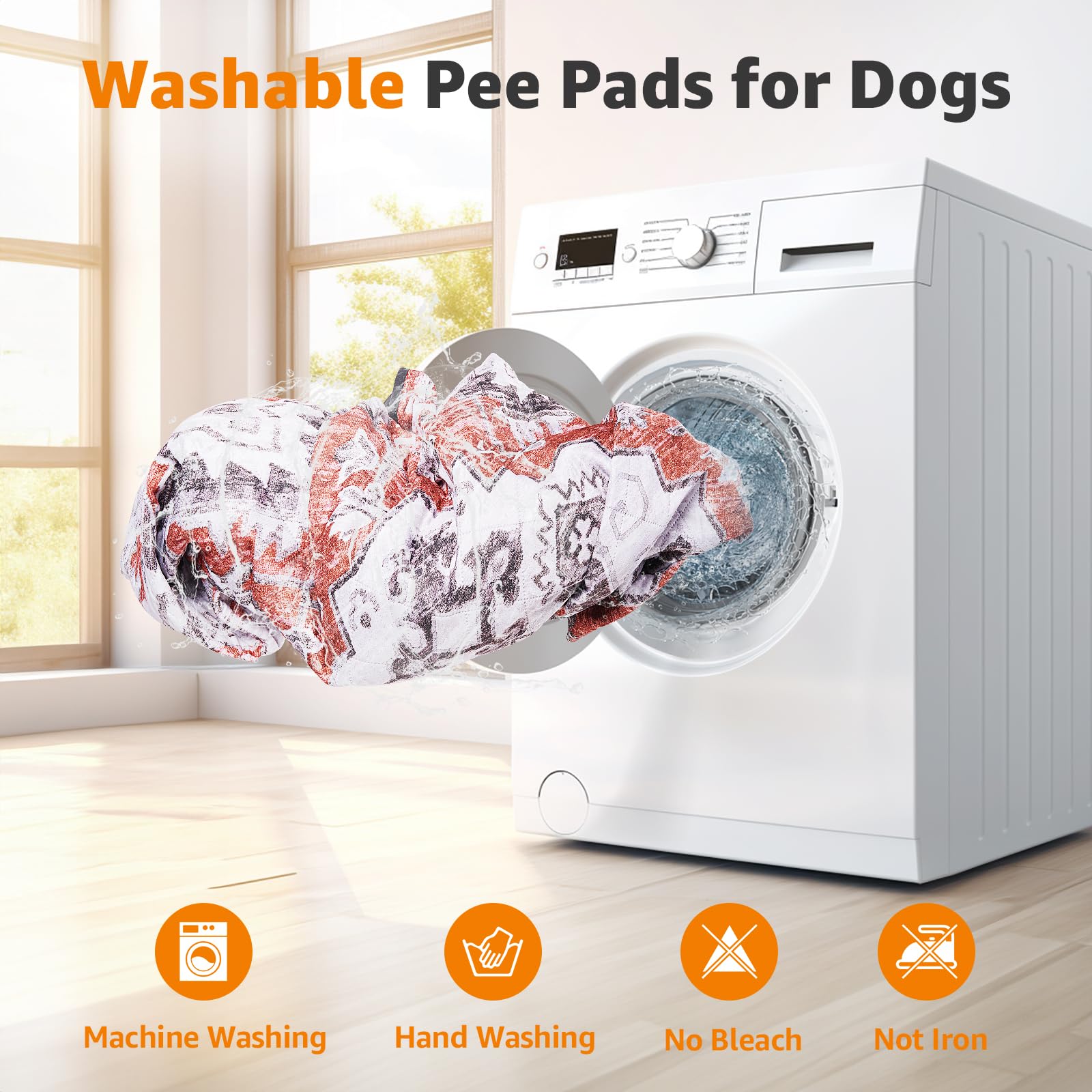 LOOBANI Reusable Pee Pads for Dogs, 2 Pack Super Absorbent Washable Puppy Pads, Waterproof Non-Slip Whelping for Floor Playpen C