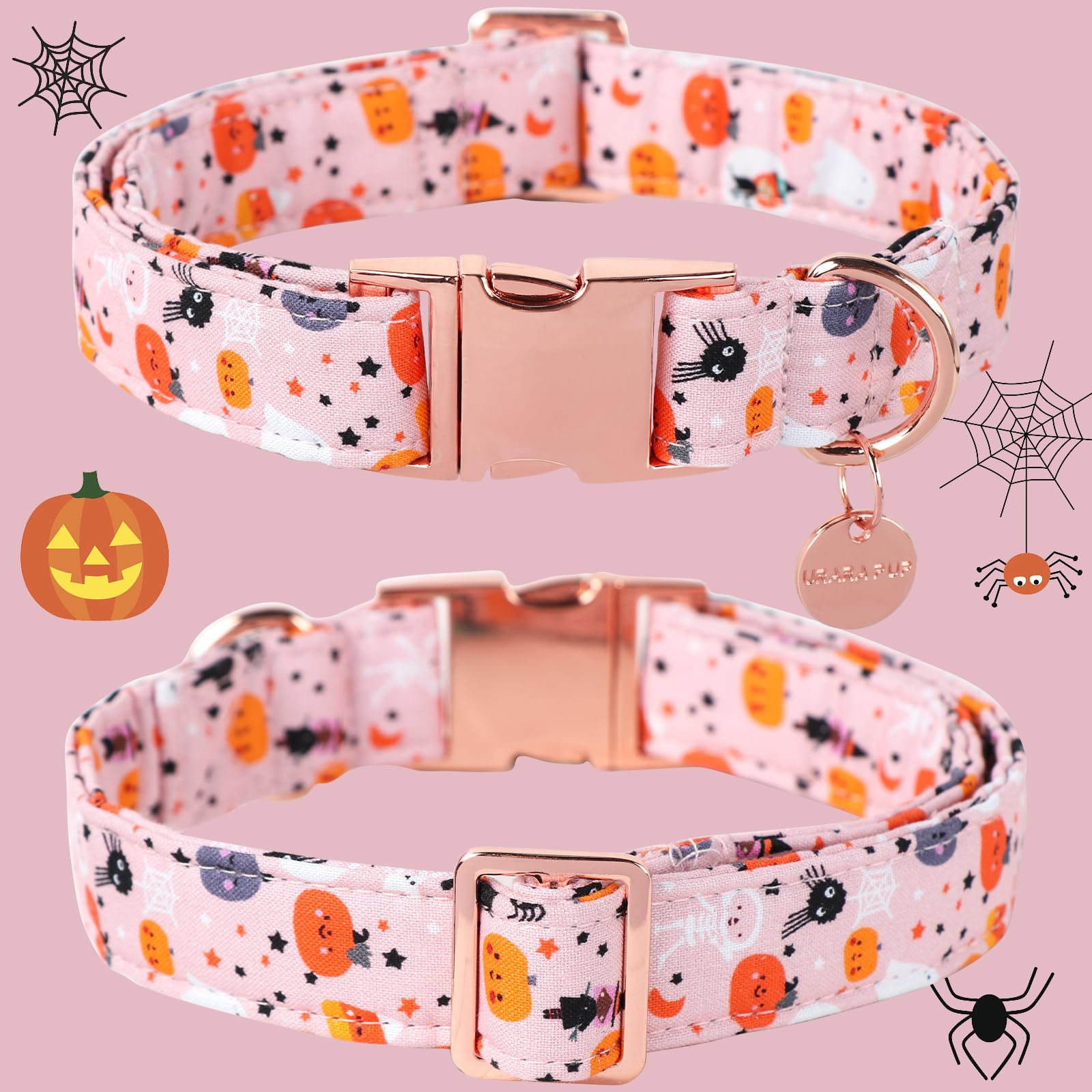 Up Urara Pup Halloween Dog Collar With Metal Buckle Gift Pumpkin Dog Collar For Small Medium Large Girls Or Boys Dogs Cute Durable Comfortable Pet Collars
