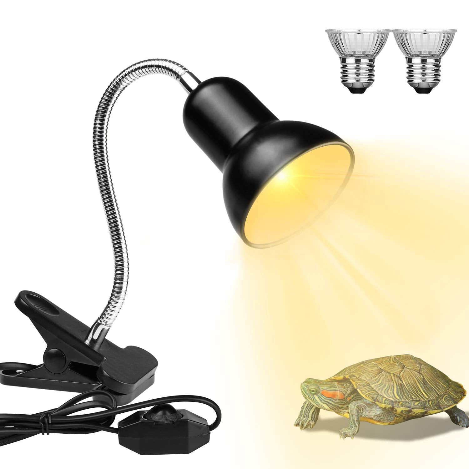 Reptile Heat Lamps, Turtle Lamp Uva/Uvb Turtle Aquarium Tank Heating Lamps With Clamp, 360